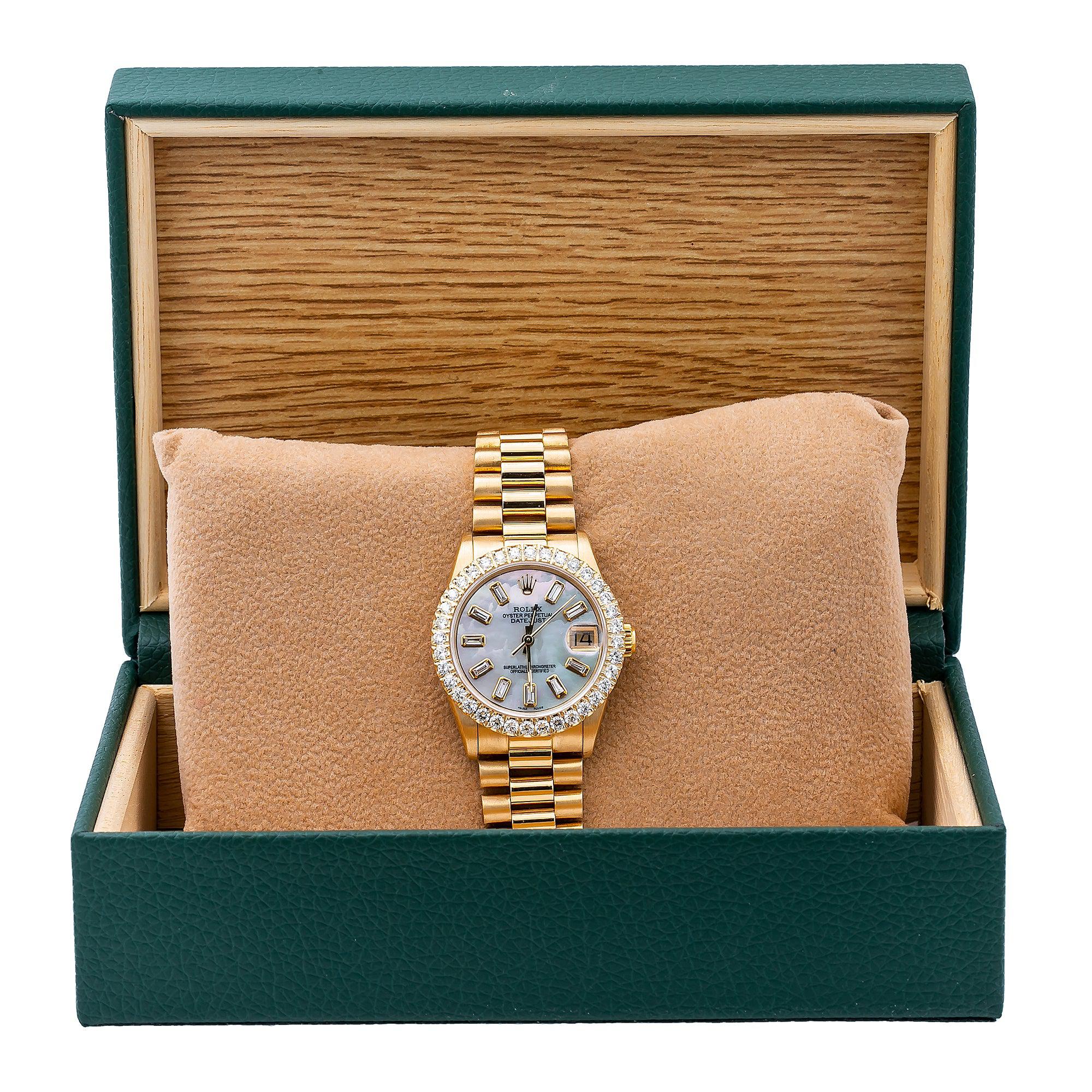 Rolex Datejust 68278 31MM Blue Diamond Dial With 18K Yellow Gold President Bracelet