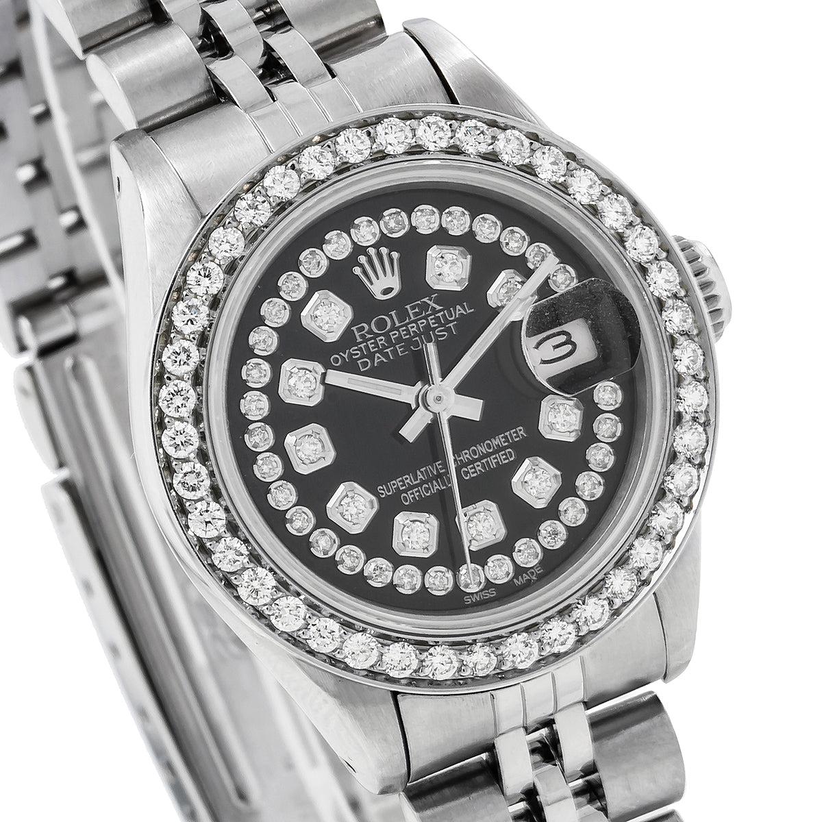 Rolex Datejust Ladies Diamond Watch, 26mm, Black Diamond Dial And Diamond Bezel 1.2 CT Of Diamonds