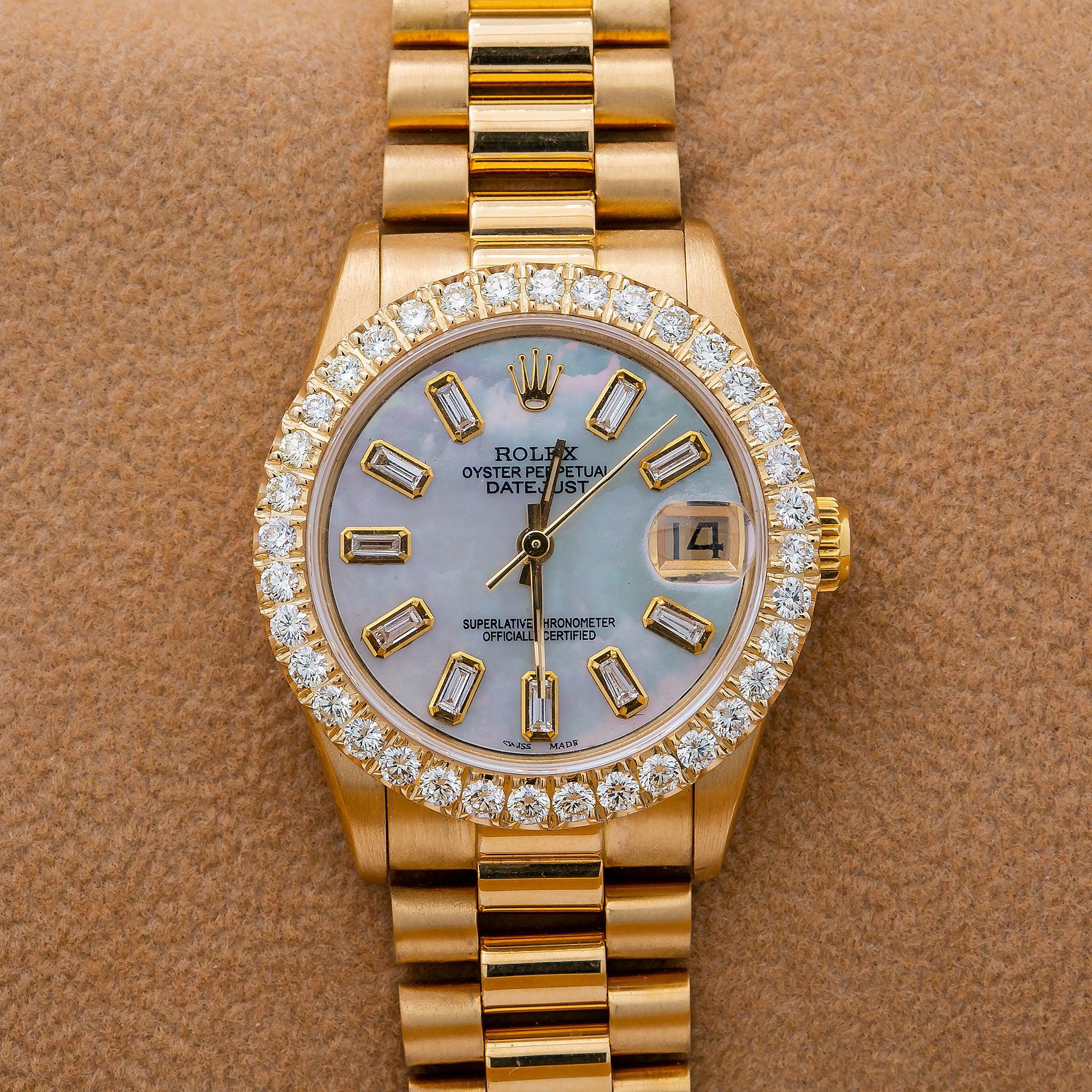 Rolex Datejust 68278 31MM Blue Diamond Dial With 18K Yellow Gold President Bracelet