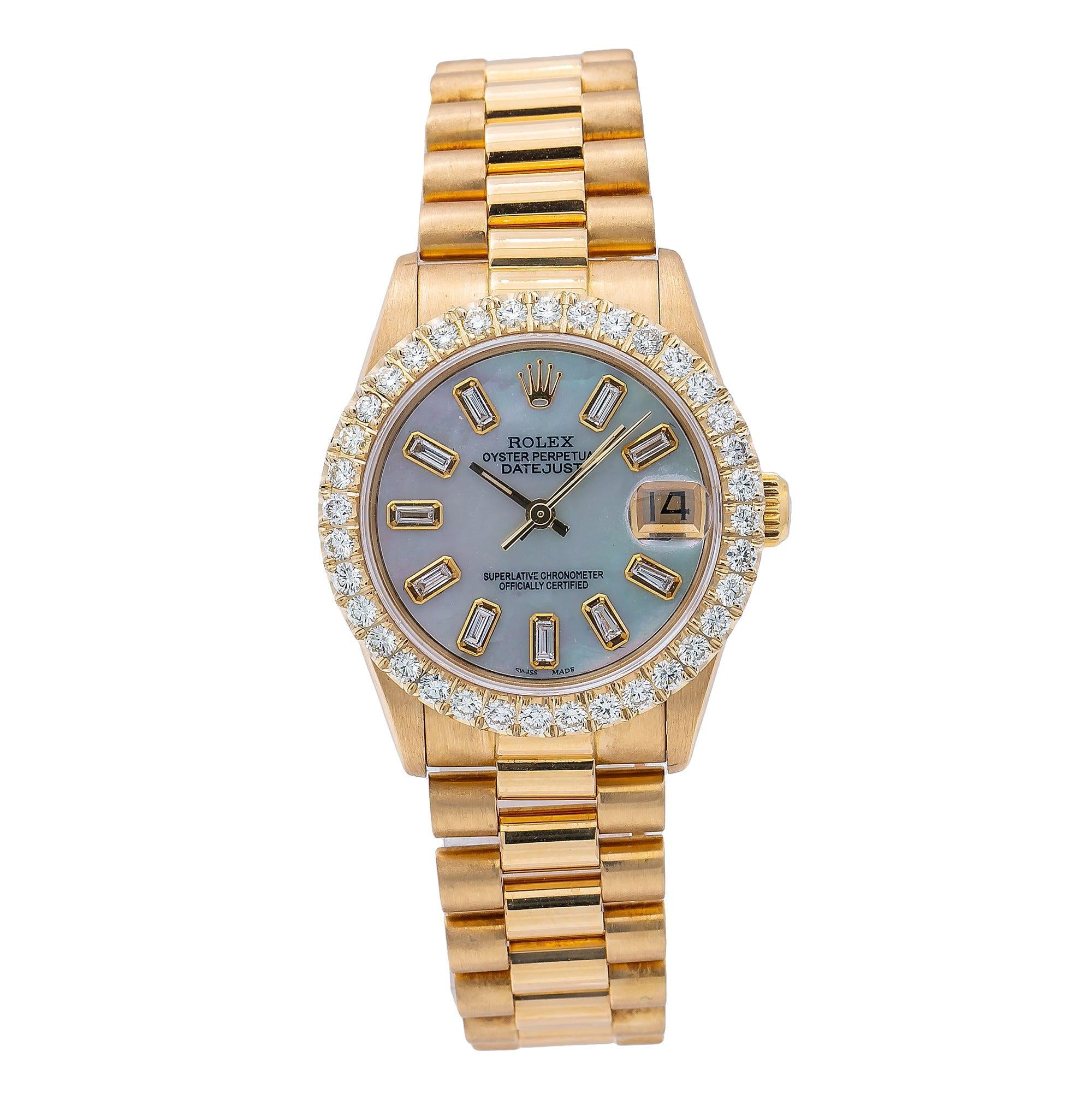 Rolex Datejust 68278 31MM Blue Diamond Dial With 18K Yellow Gold President Bracelet