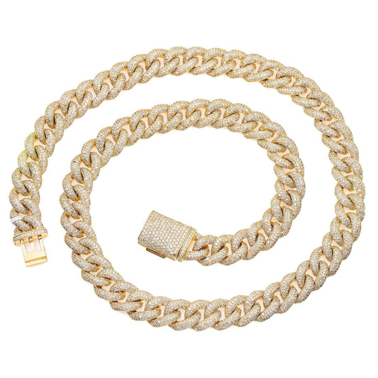 14K YELLOW GOLD 22" CUBAN CHAIN WITH 31.18 CT DIAMONDS