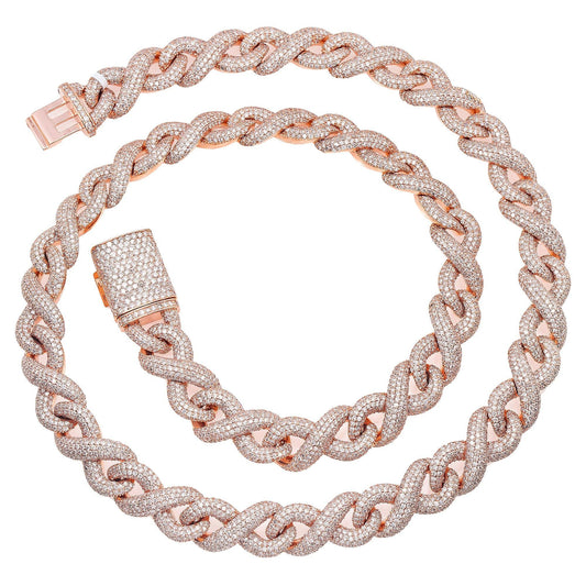 14K ROSE GOLD 22" CUBAN CHAIN WITH 31.64 CT DIAMONDS