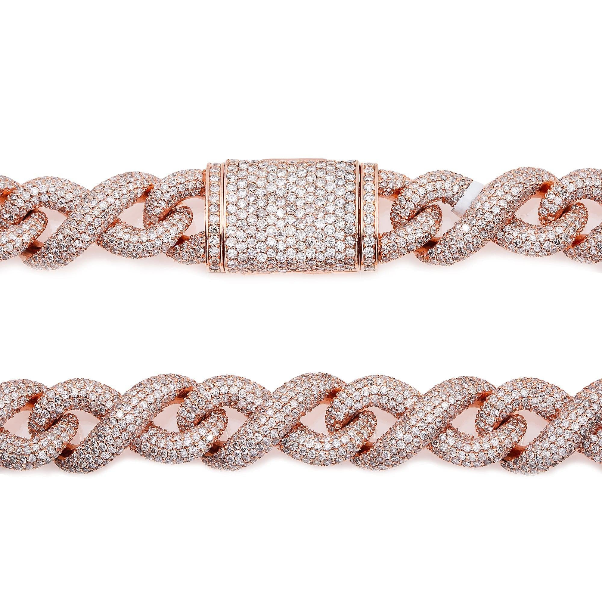 14K ROSE GOLD 22" CUBAN CHAIN WITH 31.64 CT DIAMONDS