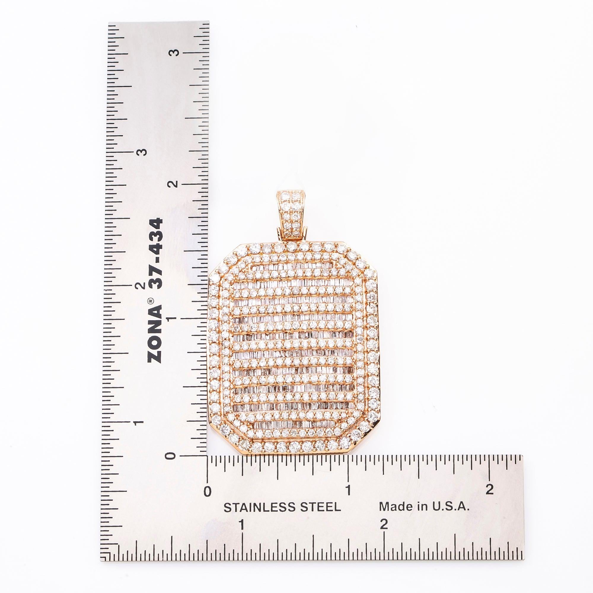 14K ROSE GOLD MEN'S PENDANT WITH 5.90 CT DIAMONDS