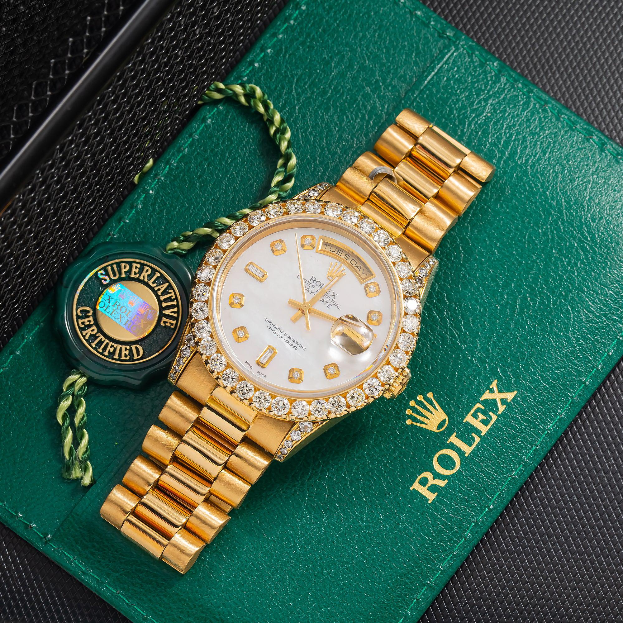 Rolex Day-Date 1803 36MM Mother Of Pearl Diamond Dial With Presidential Bracelet