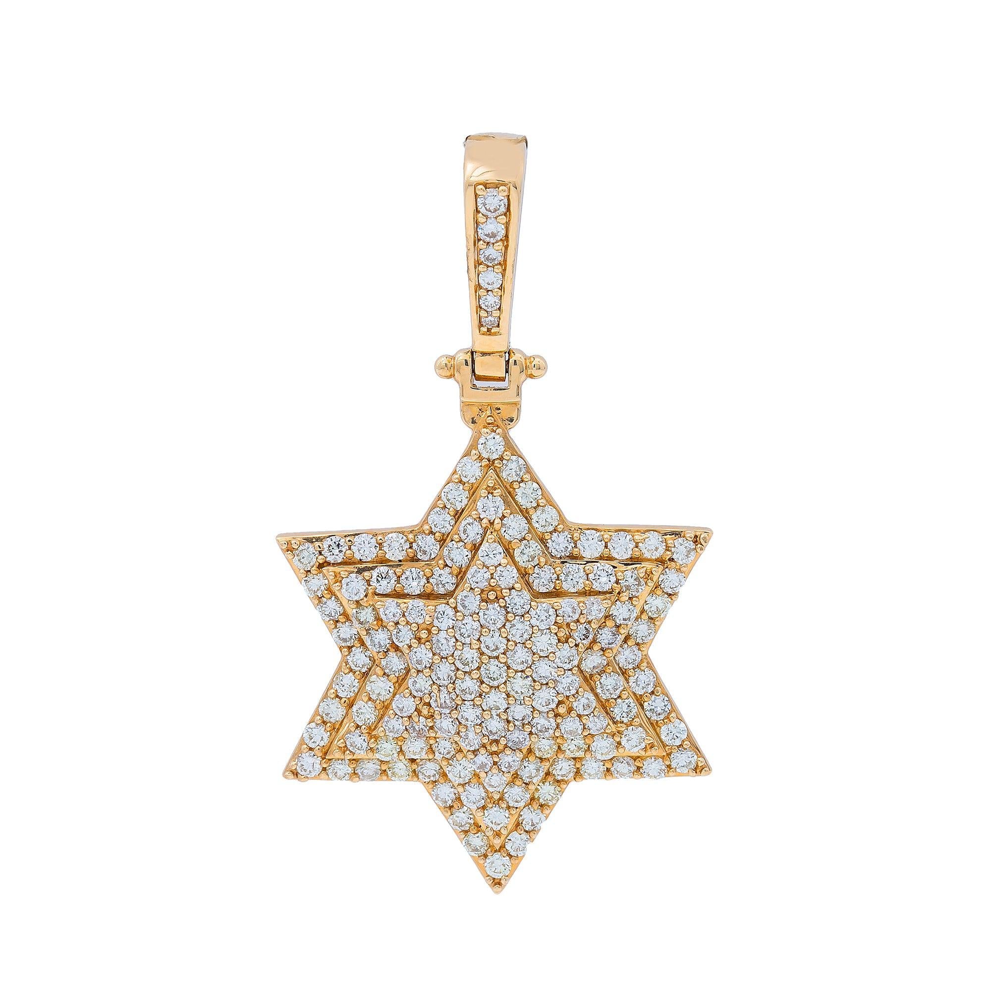 14K Yellow Gold Diamond Star Pendant