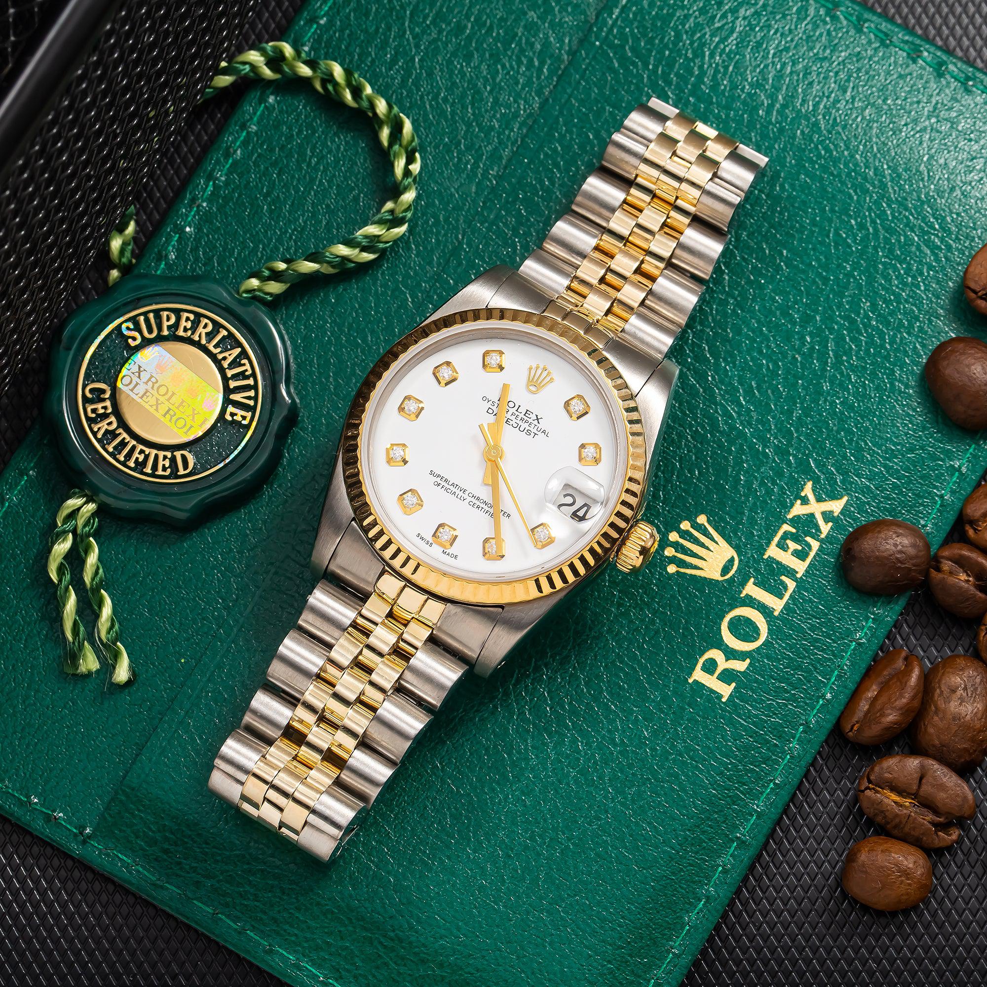 Rolex Datejust 16013 36MM White Diamond Dial With Two Tone Bracelet