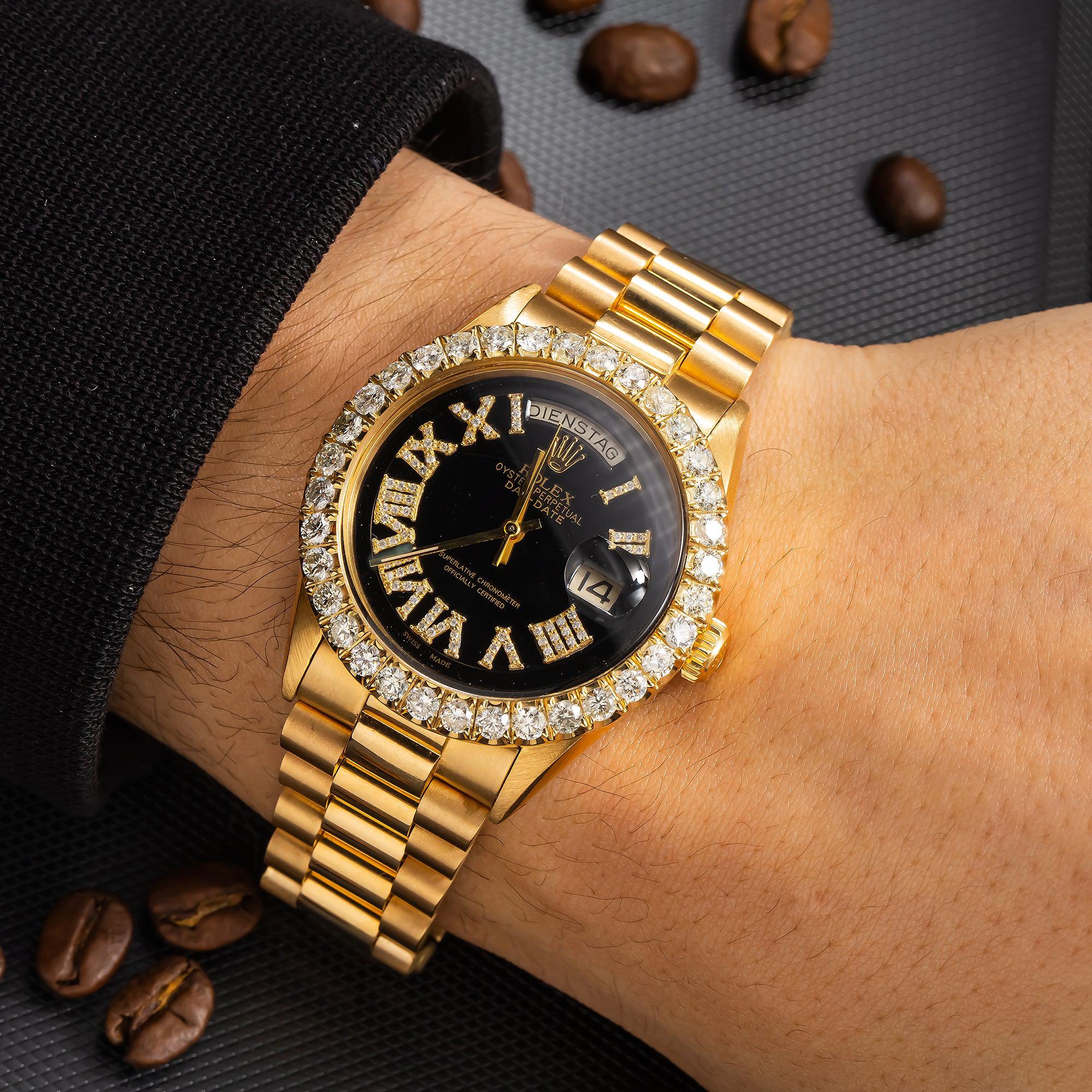 Rolex Day-Date 1803 36MM Black Diamond Dial With Diamond Bezel