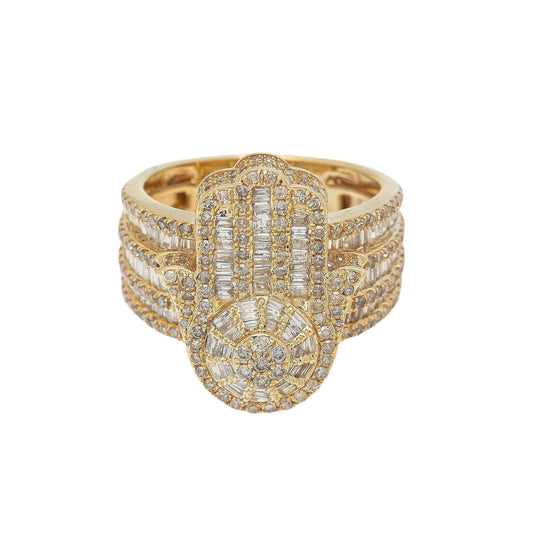 14K GOLD BAGUETTE DIAMOND HAMSA RING