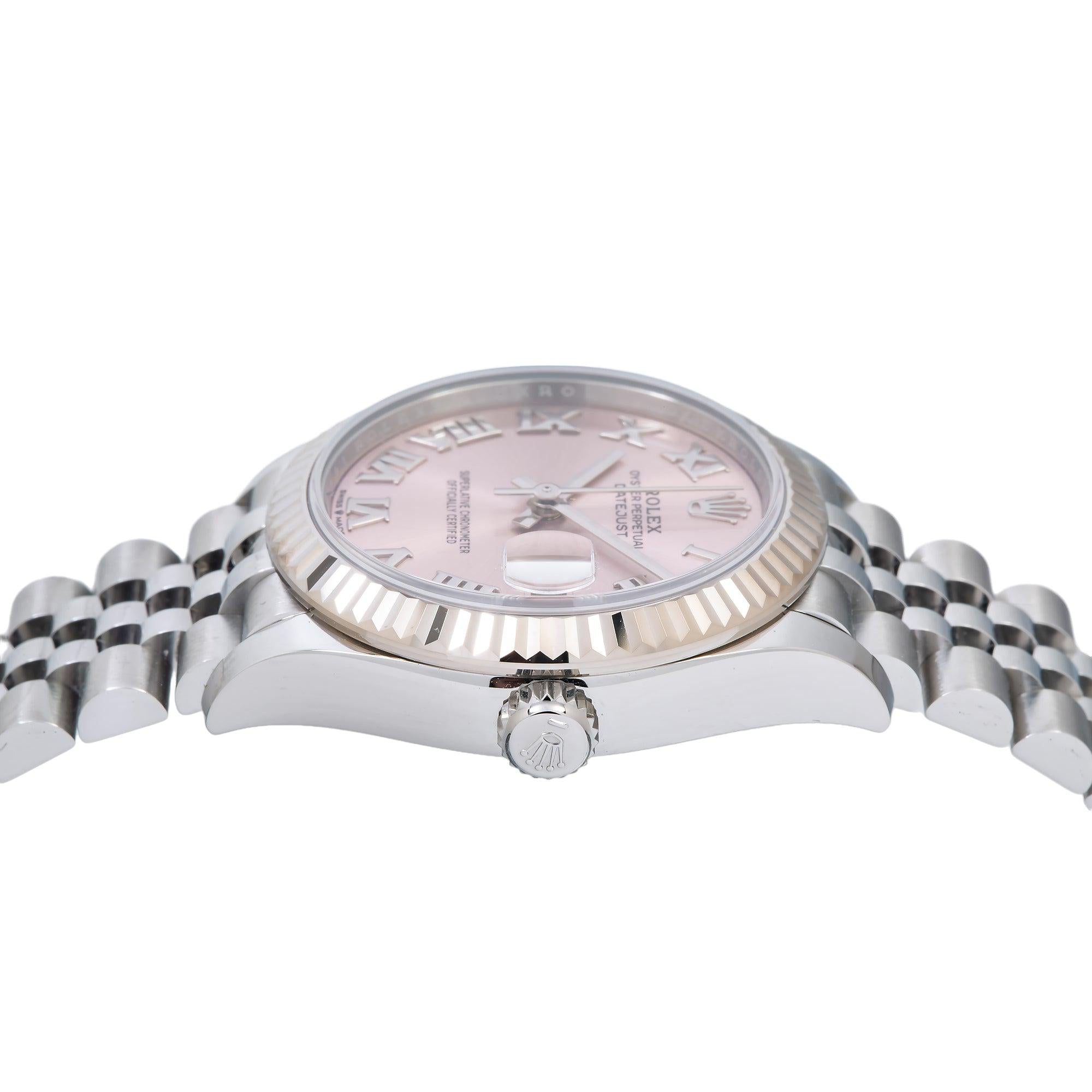 Rolex Datejust 278274 31MM Pink Roman Dial With White Gold Fluted Bezel And Jubilee Bracelet