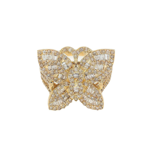 14K GOLD BAGUETTE DIAMOND LADIES BUTTERFLY RING