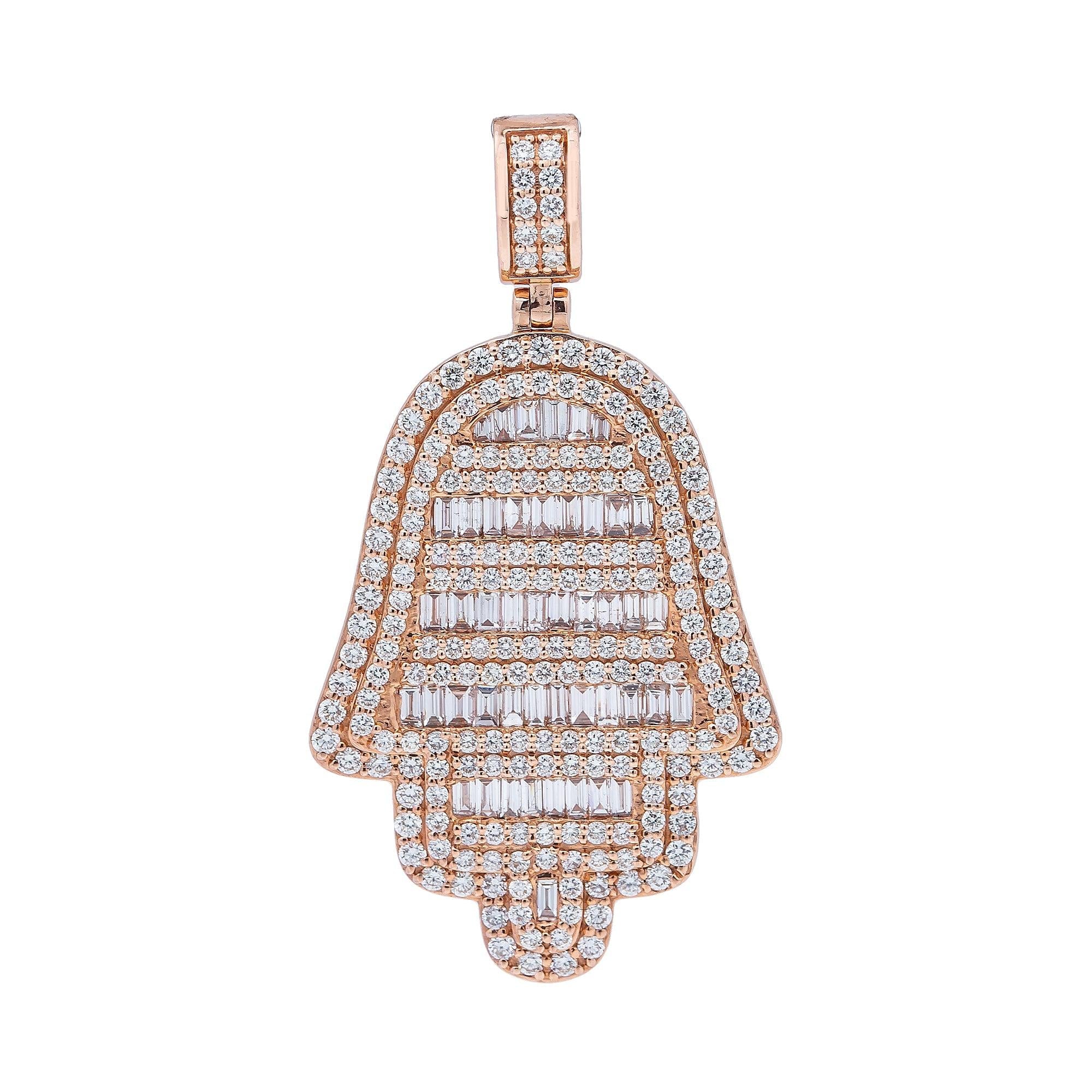 14K Rose Gold Diamond Hamsa Pendant