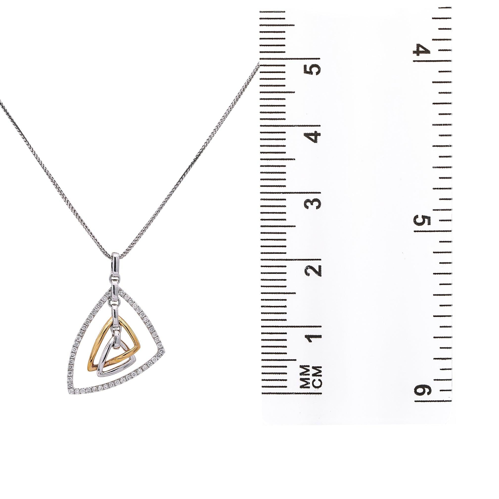 18K Rose & White Gold Minimal Floating Shapes Women's Pendant with 0.40CT Diamonds