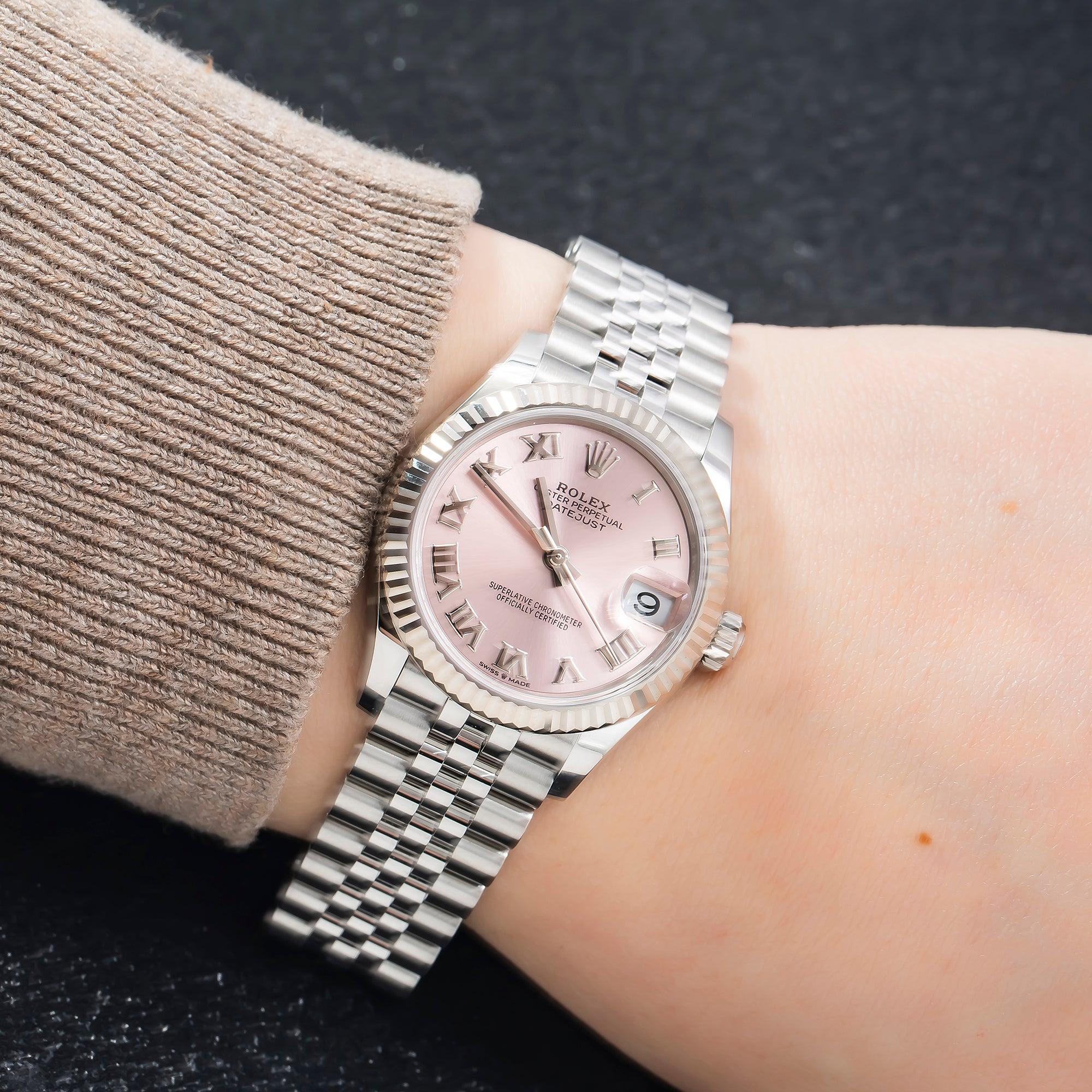 Rolex Datejust 278274 31MM Pink Roman Dial With White Gold Fluted Bezel And Jubilee Bracelet