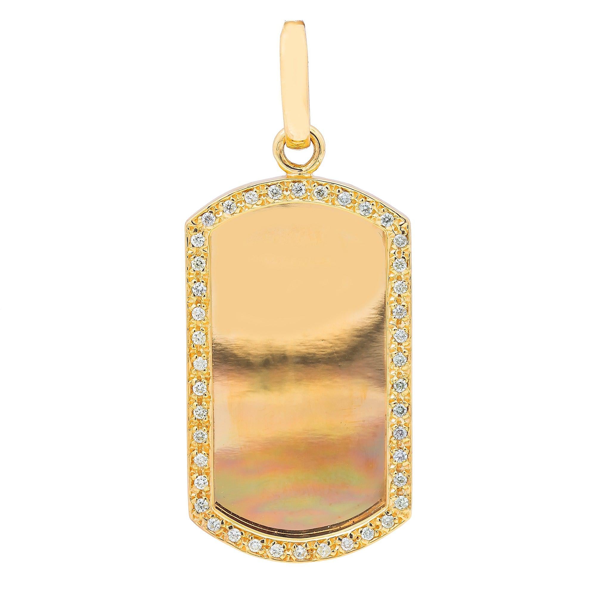 14K Yellow Gold Diamond Mirror Pendant