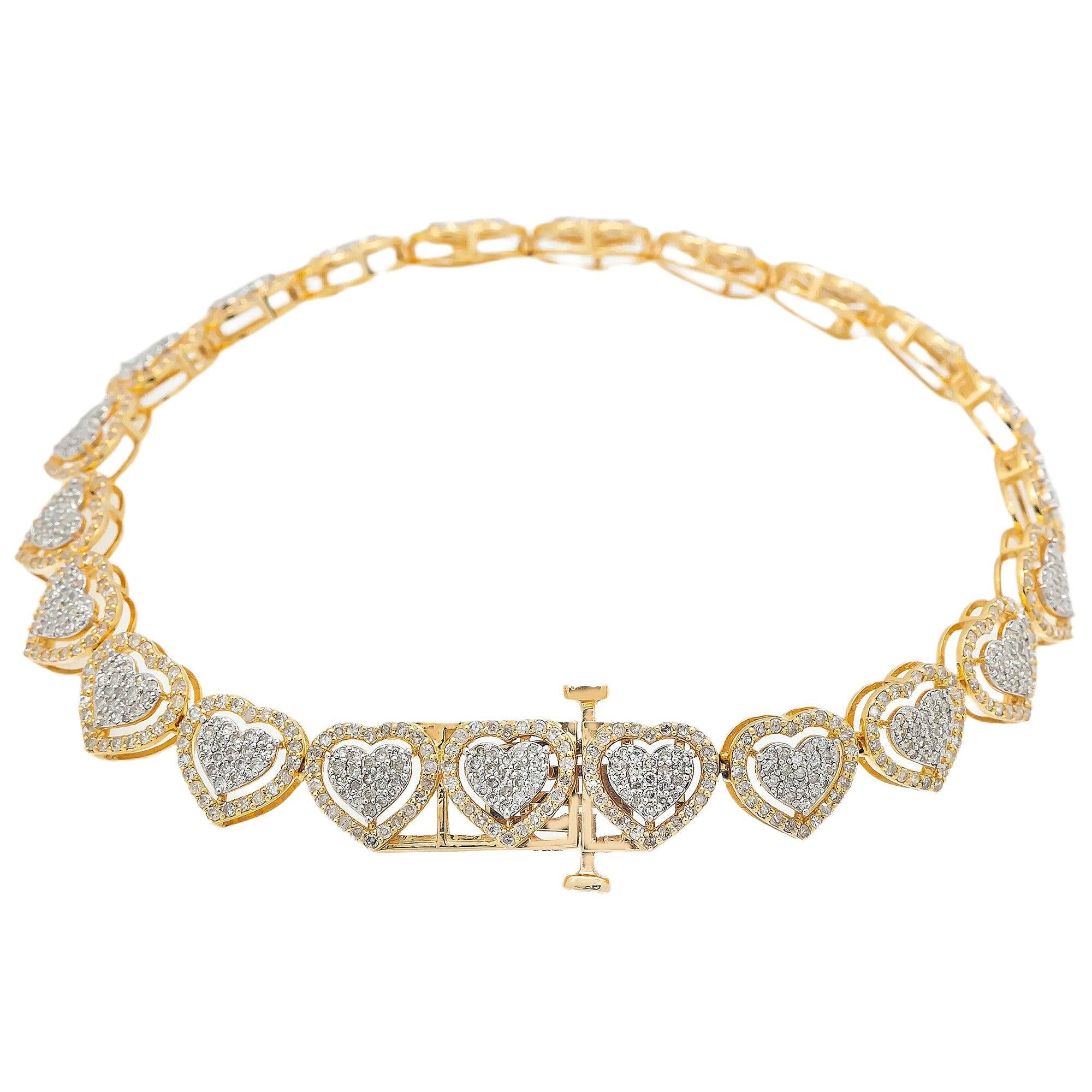 14K GOLD HEART SHAPE BRACELET 3.91 CT DIAMONDS