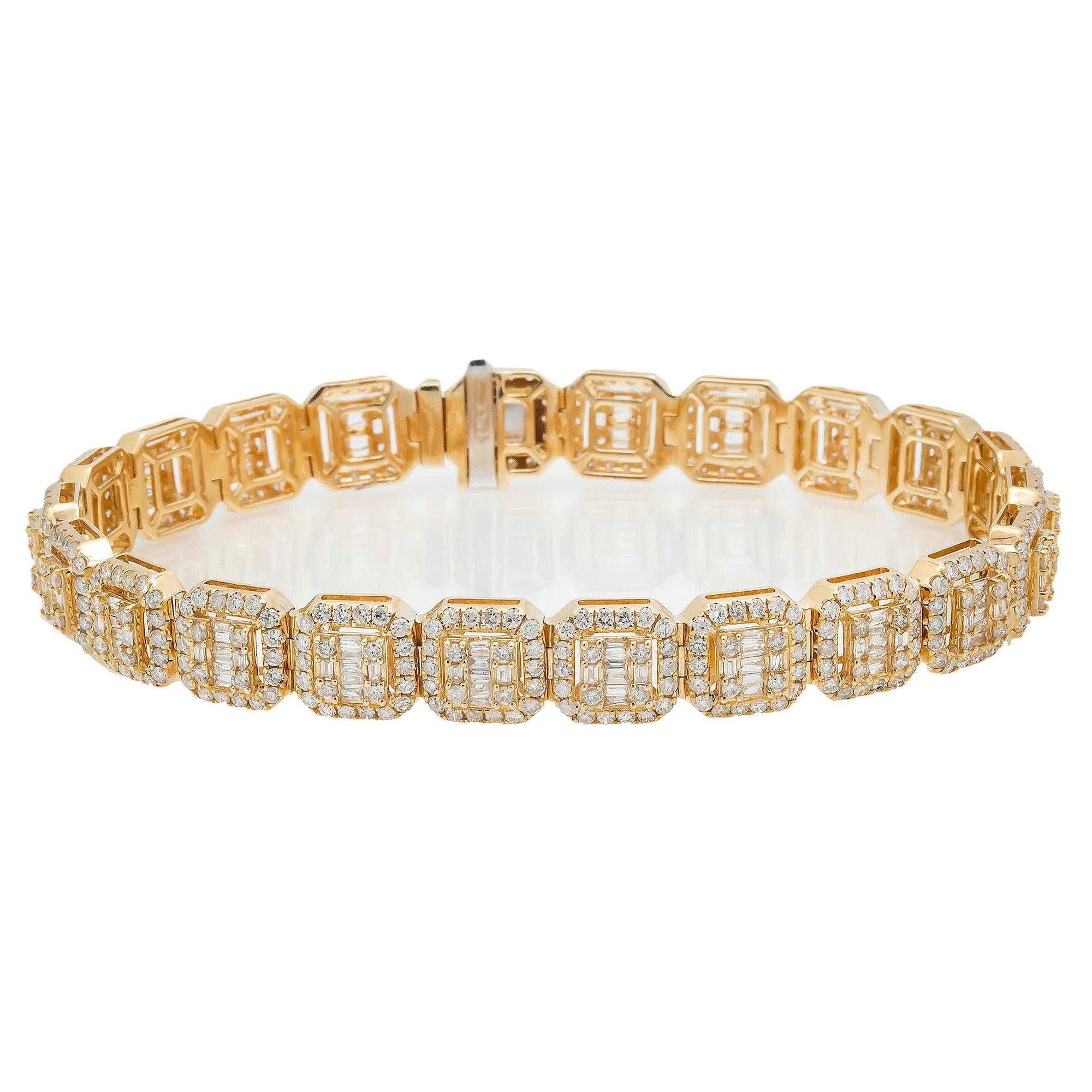 14K GOLD BAGUETTE  DIAMONDS BRACELET 7.42 CT