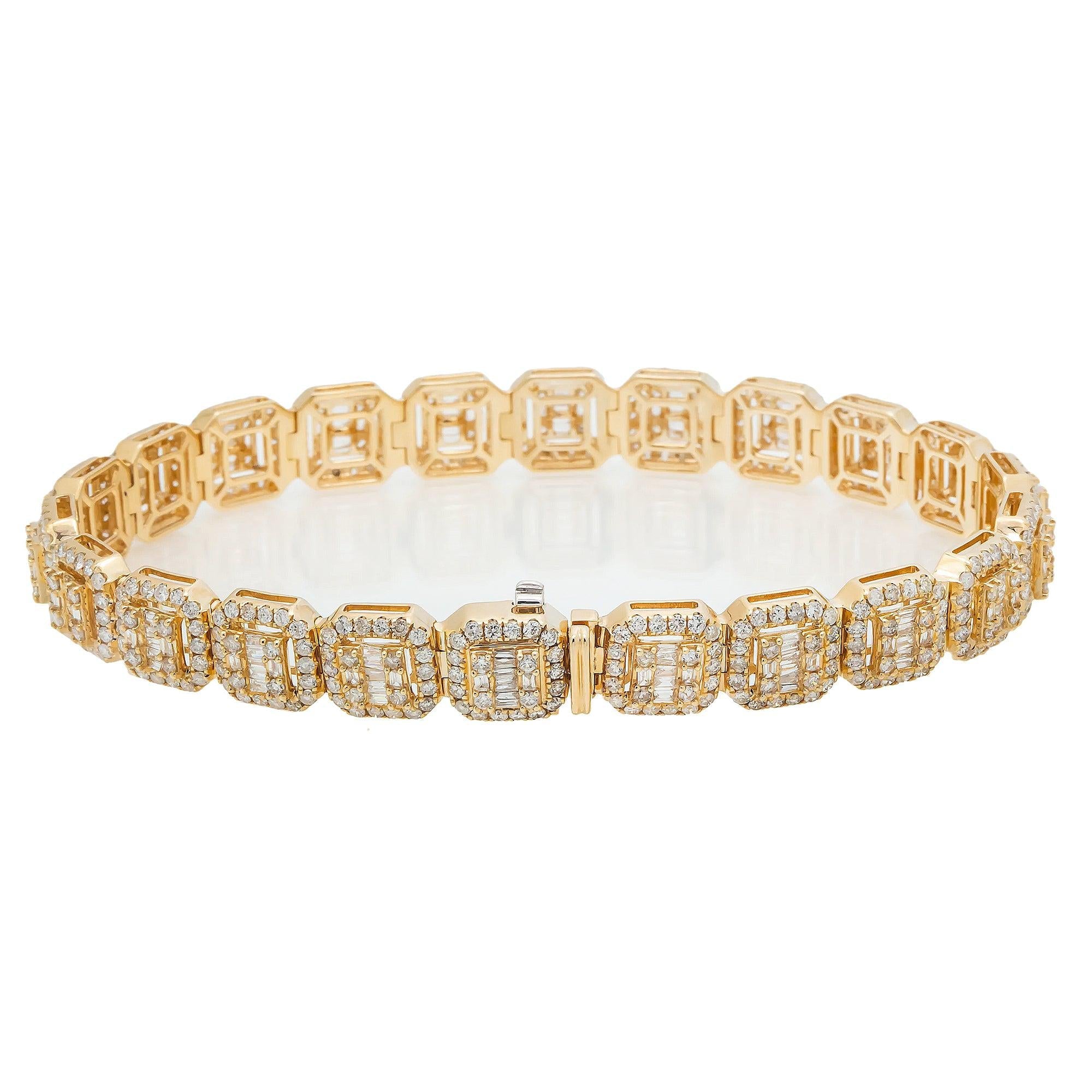 14K GOLD BAGUETTE  DIAMONDS BRACELET 7.42 CT