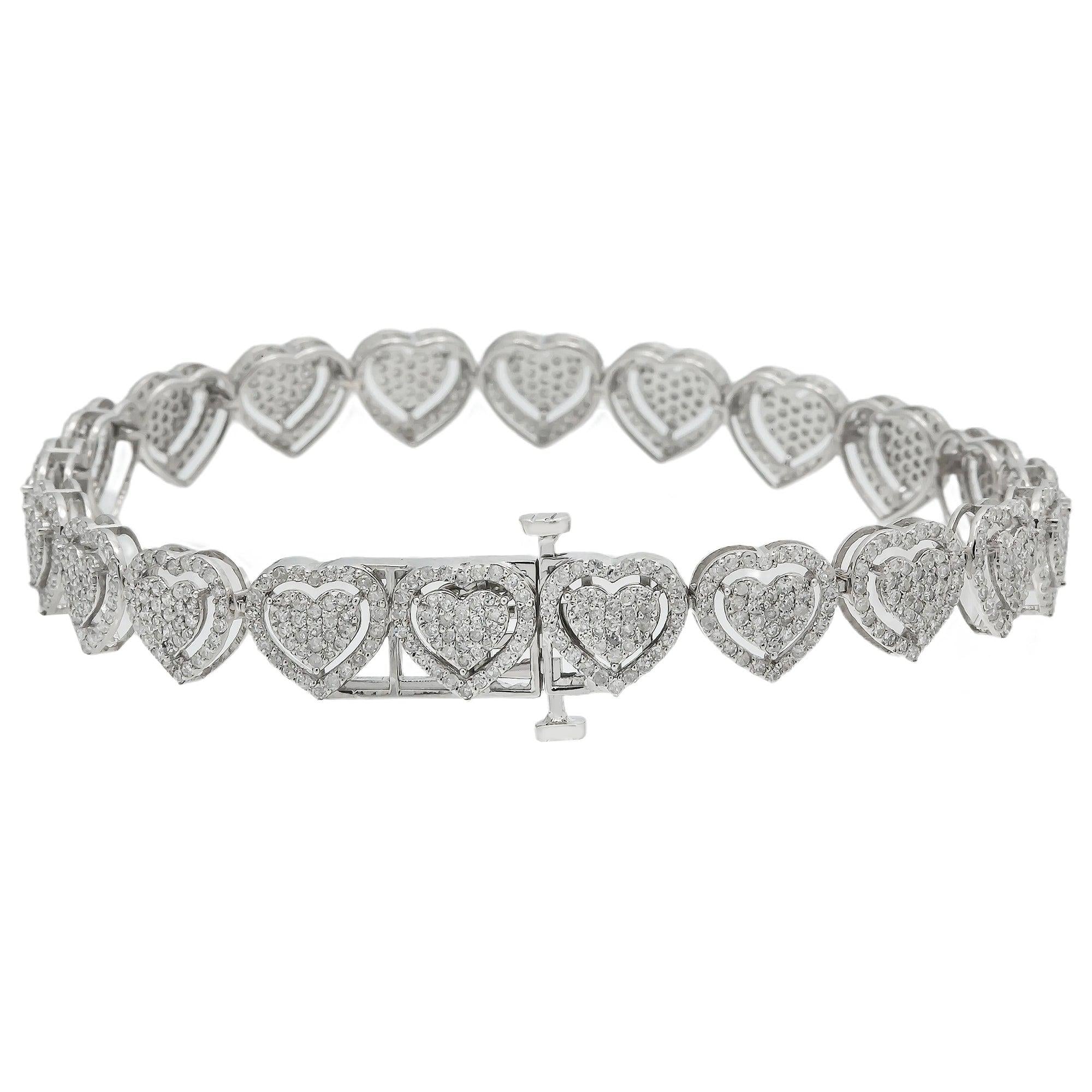 14K GOLD HEART SHAPE BRACELET 3.91 CT DIAMONDS