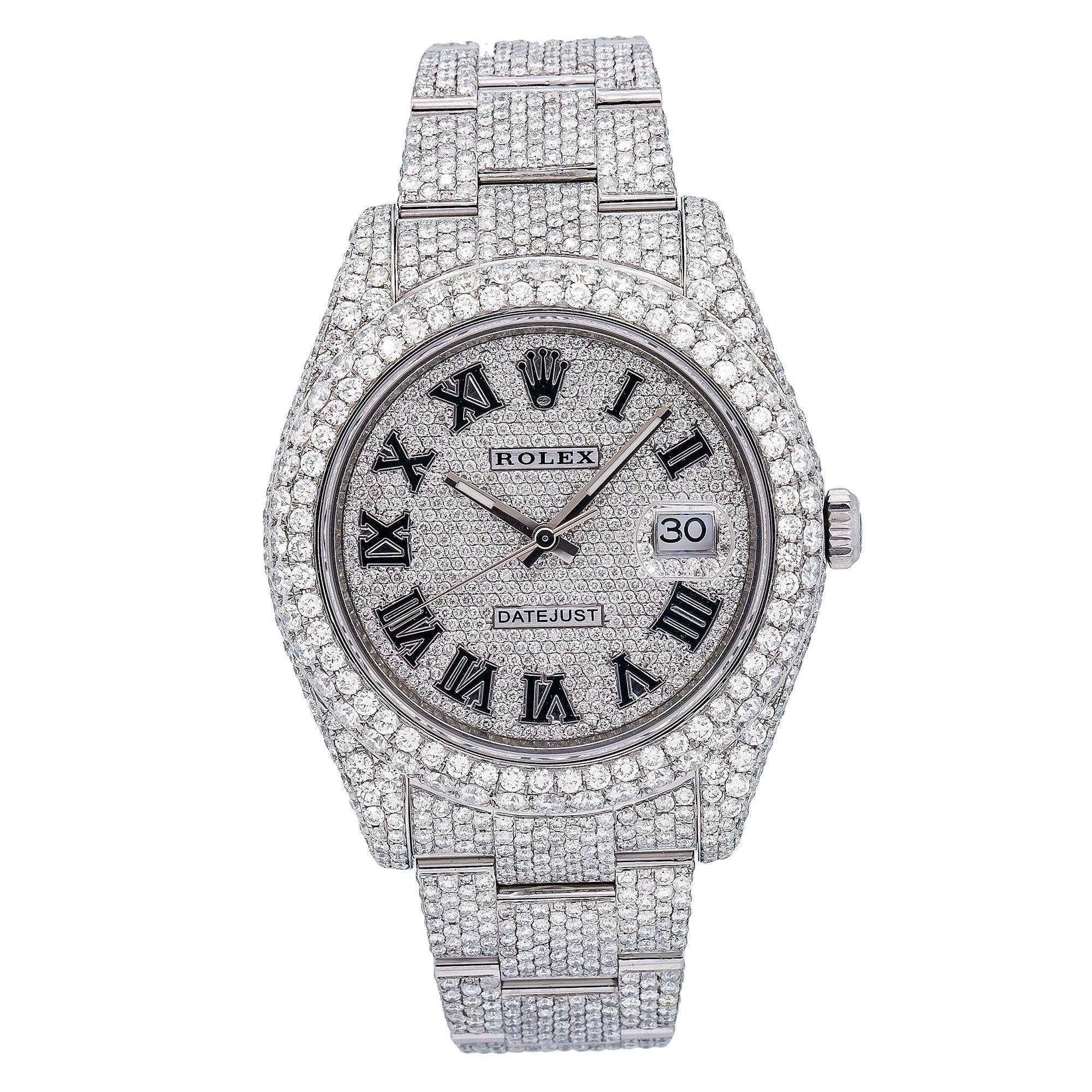 Rolex Datejust 41MM 116334 Diamond Paved Roman Dial Diamond Bezel Full Diamond Oyster Bracelet
