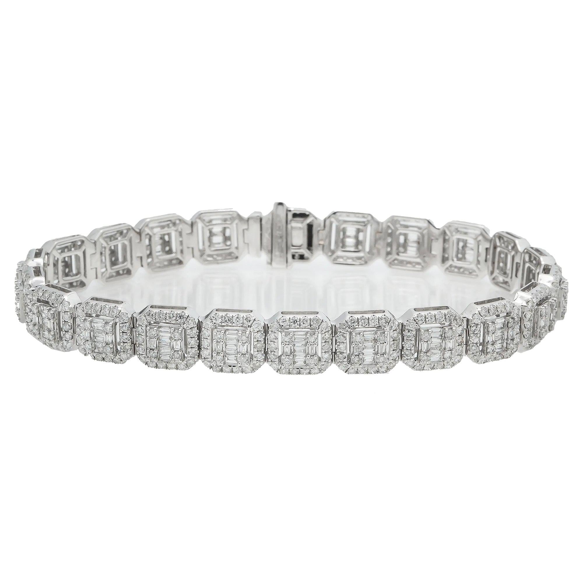 14K GOLD BAGUETTE  DIAMONDS BRACELET 7.42 CT