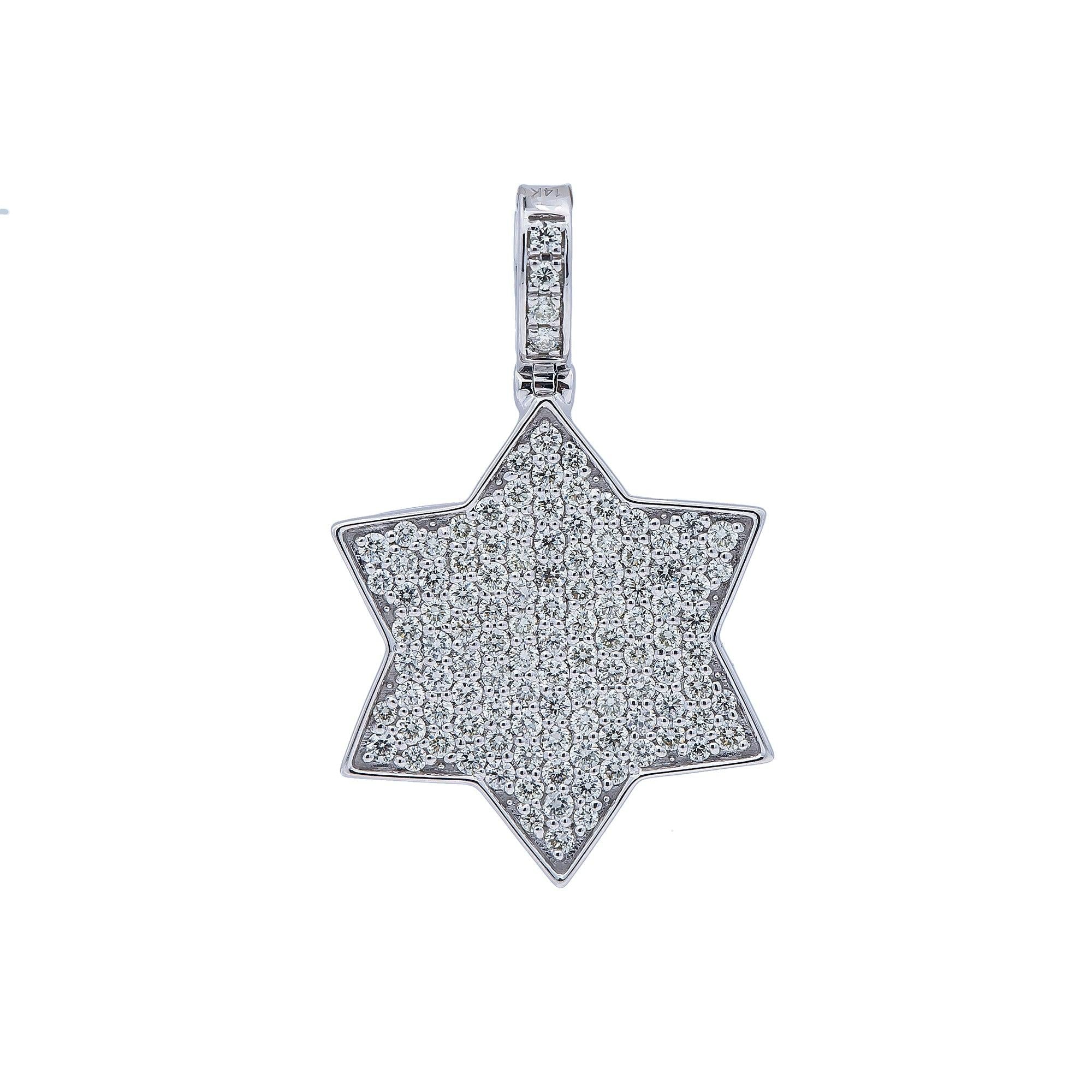 14K White Gold Diamond Star Pendant