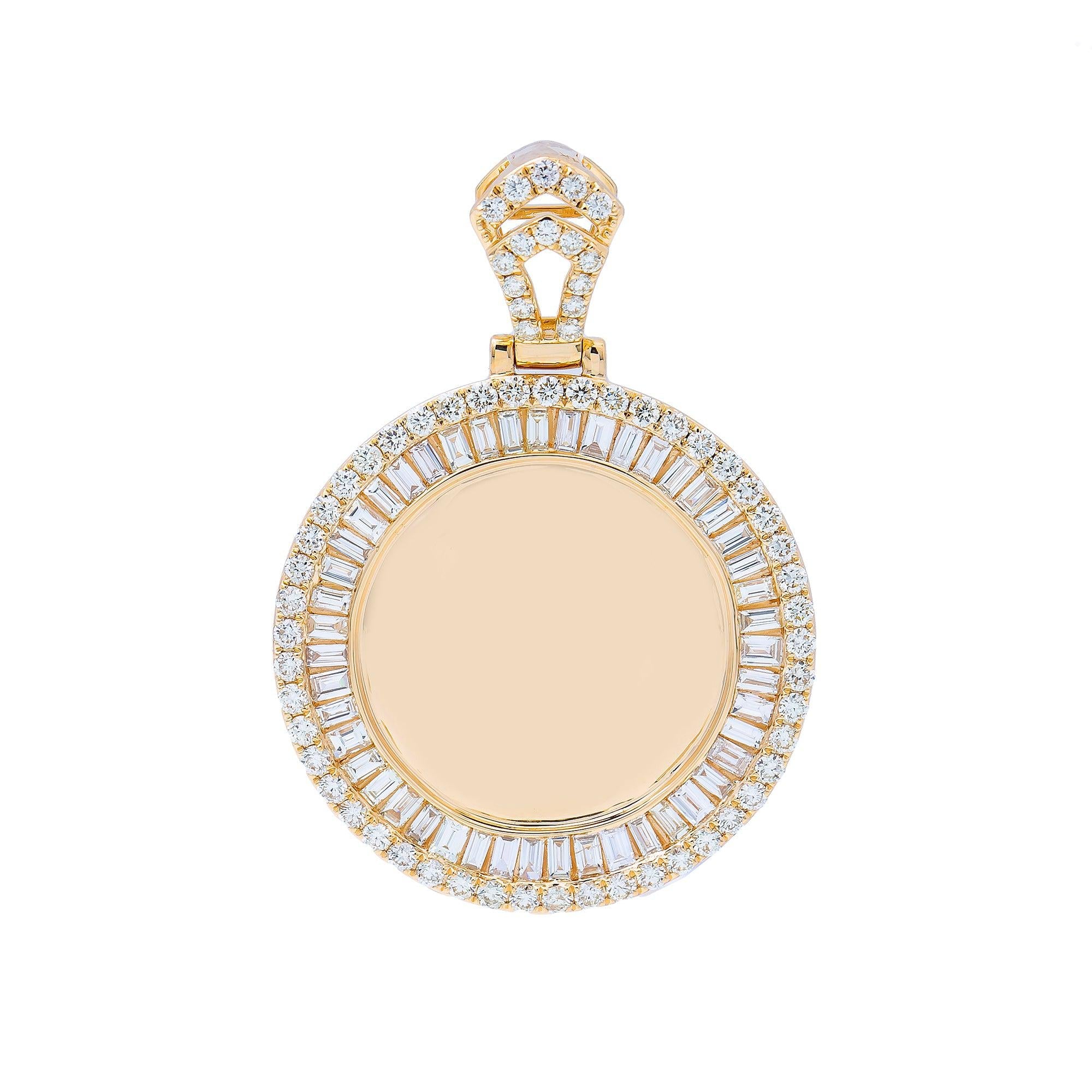 14K Yellow Gold Diamond Round Circle Pendant