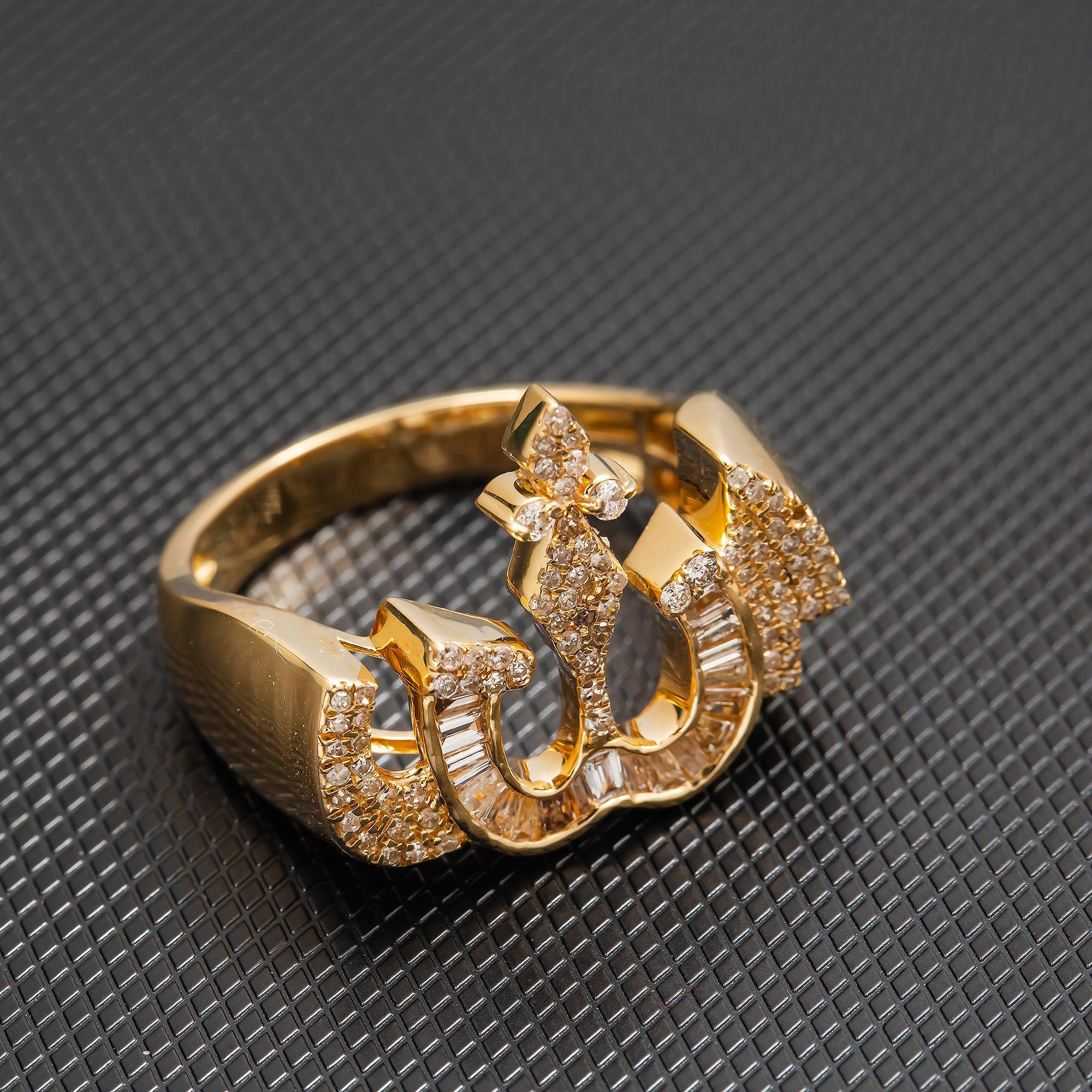 14K GOLD DIAMOND LADIES ALLAH RING