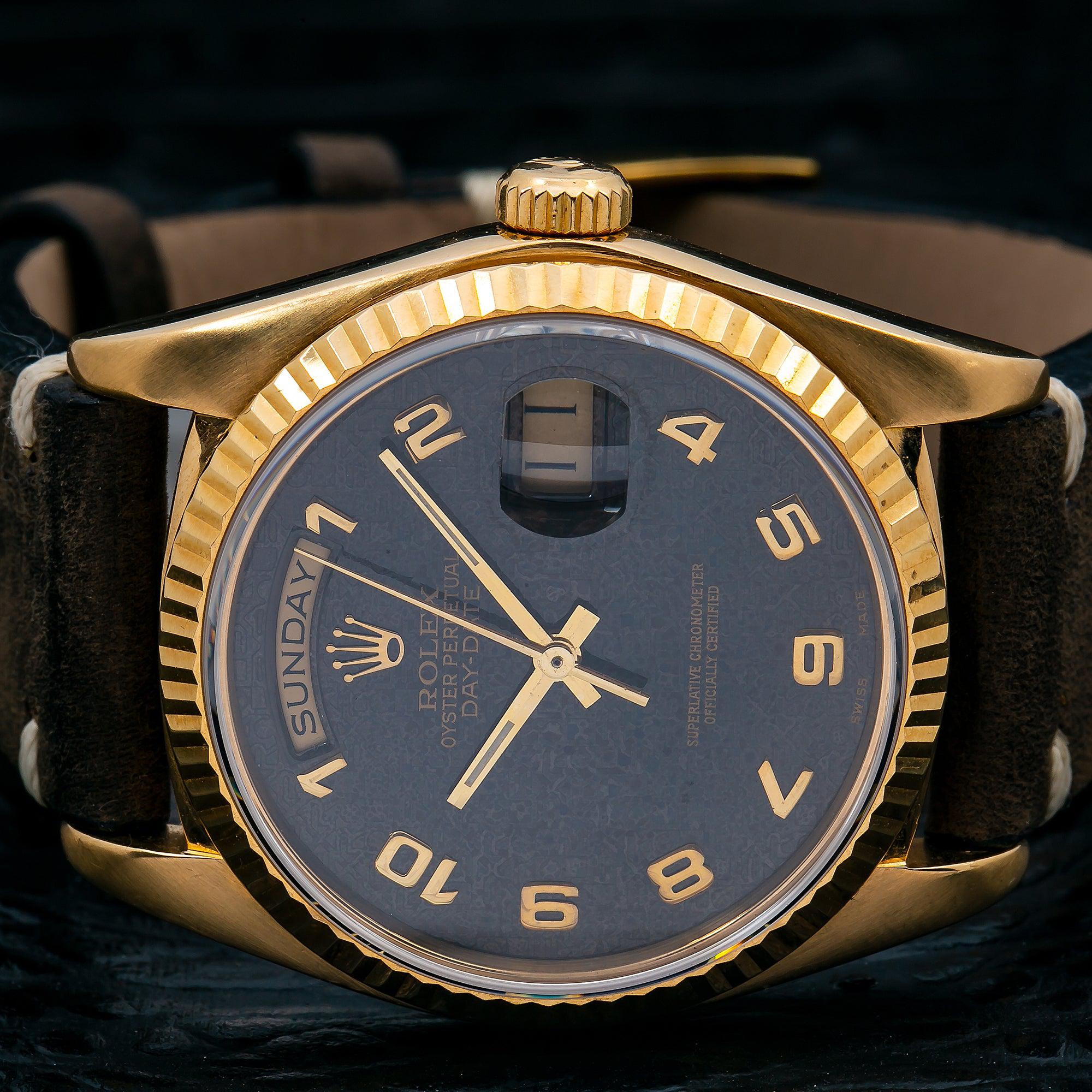 Rolex Day-Date 18038 36MM Brown Dial With Leather Bracelet