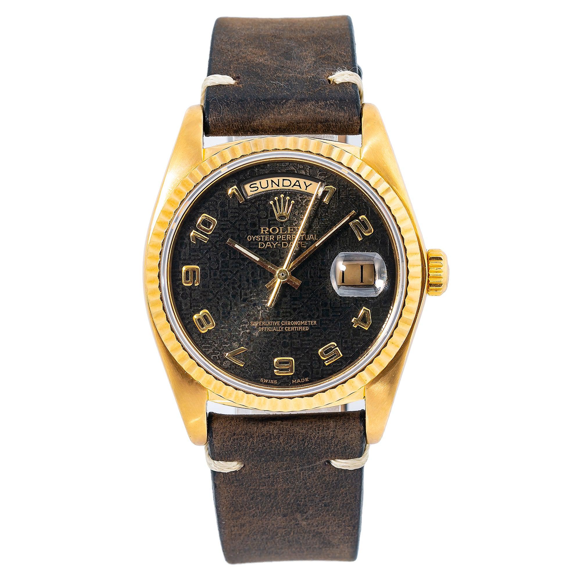 Rolex Day-Date 18038 36MM Brown Dial With Leather Bracelet