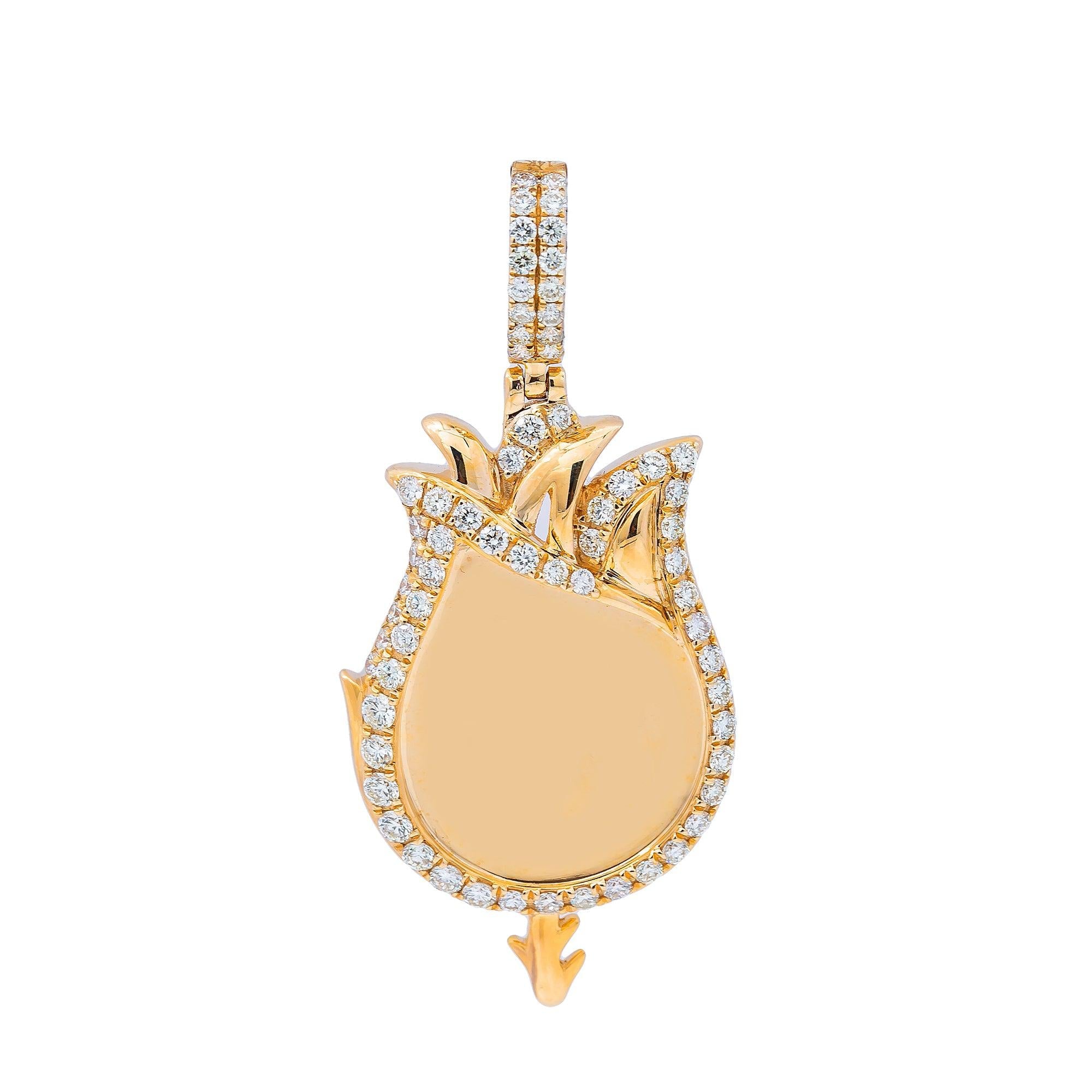 14K Yellow Gold Diamond Flower Pendant
