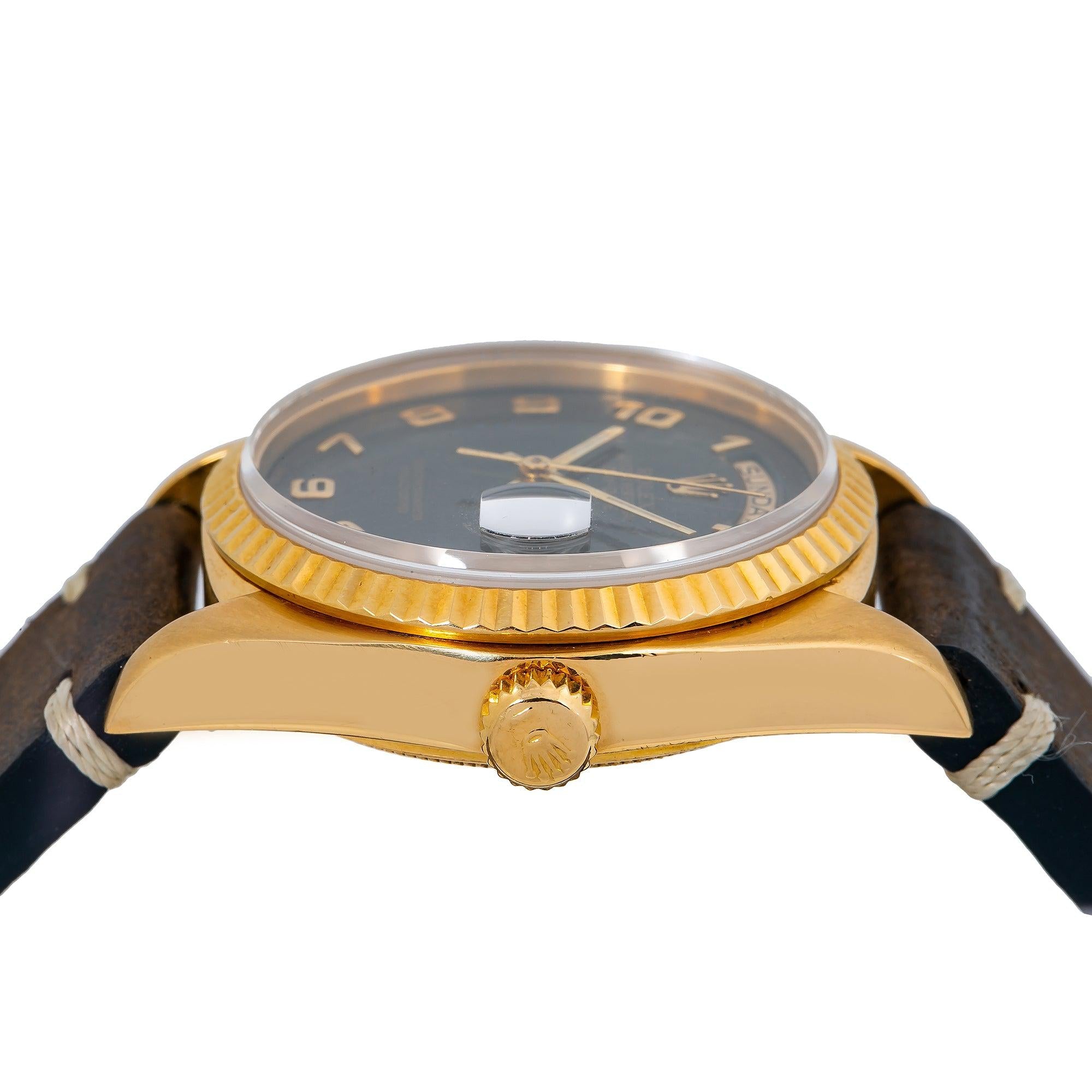 Rolex Day-Date 18038 36MM Brown Dial With Leather Bracelet