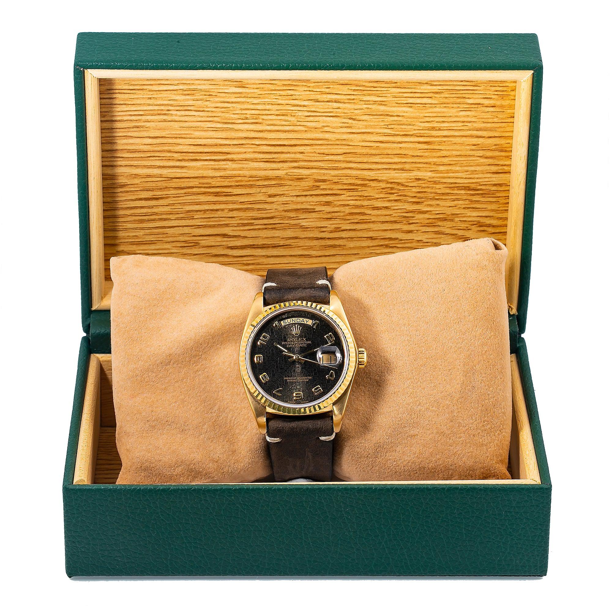 Rolex Day-Date 18038 36MM Brown Dial With Leather Bracelet