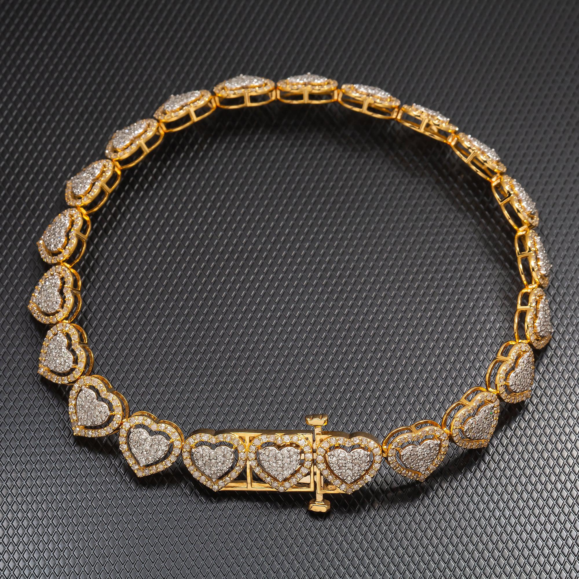 14K GOLD HEART SHAPE BRACELET 3.91 CT DIAMONDS