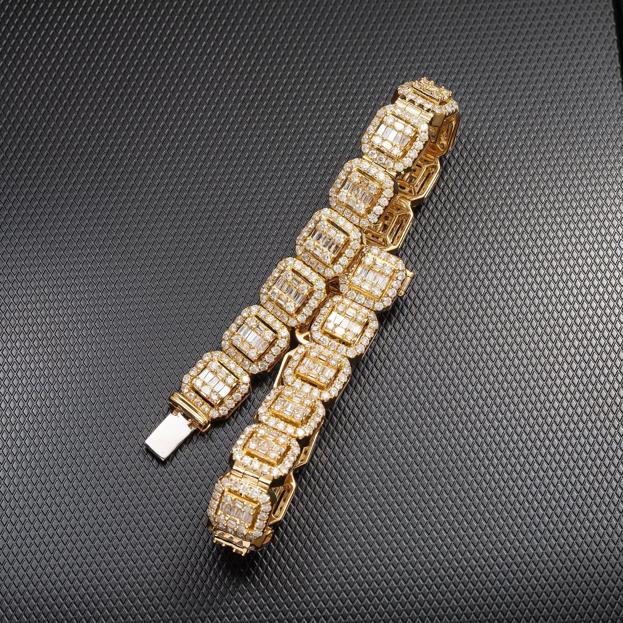 14K GOLD BAGUETTE  DIAMONDS BRACELET 7.42 CT