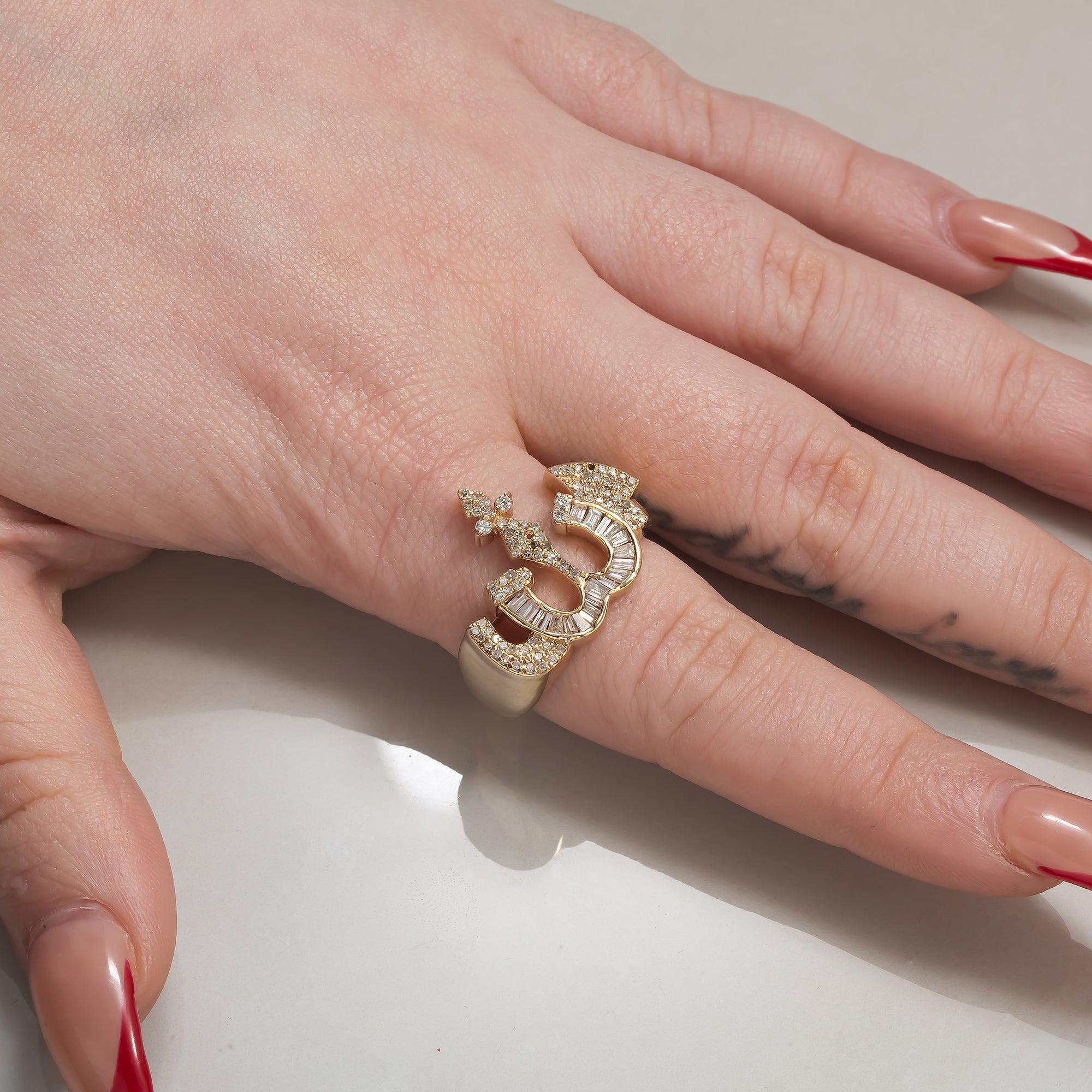 14K GOLD DIAMOND LADIES ALLAH RING