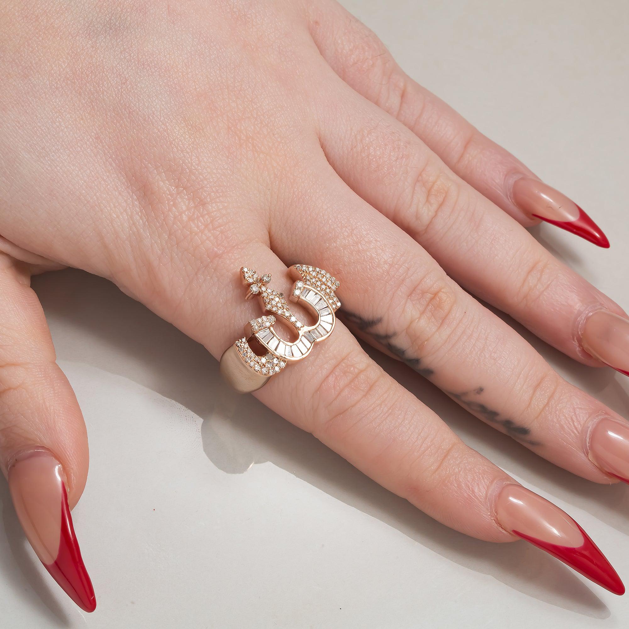 14K GOLD DIAMOND LADIES ALLAH RING