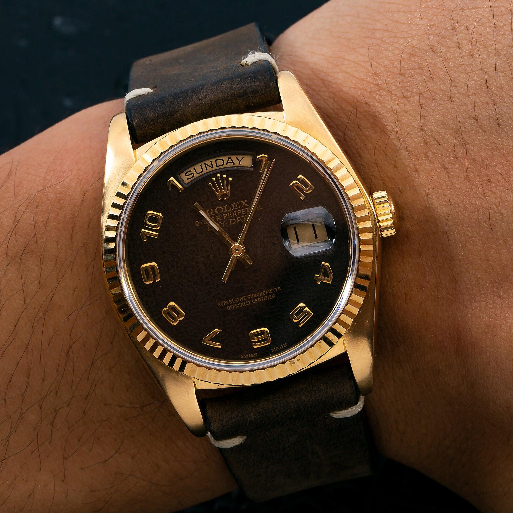 Rolex Day-Date 18038 36MM Brown Dial With Leather Bracelet