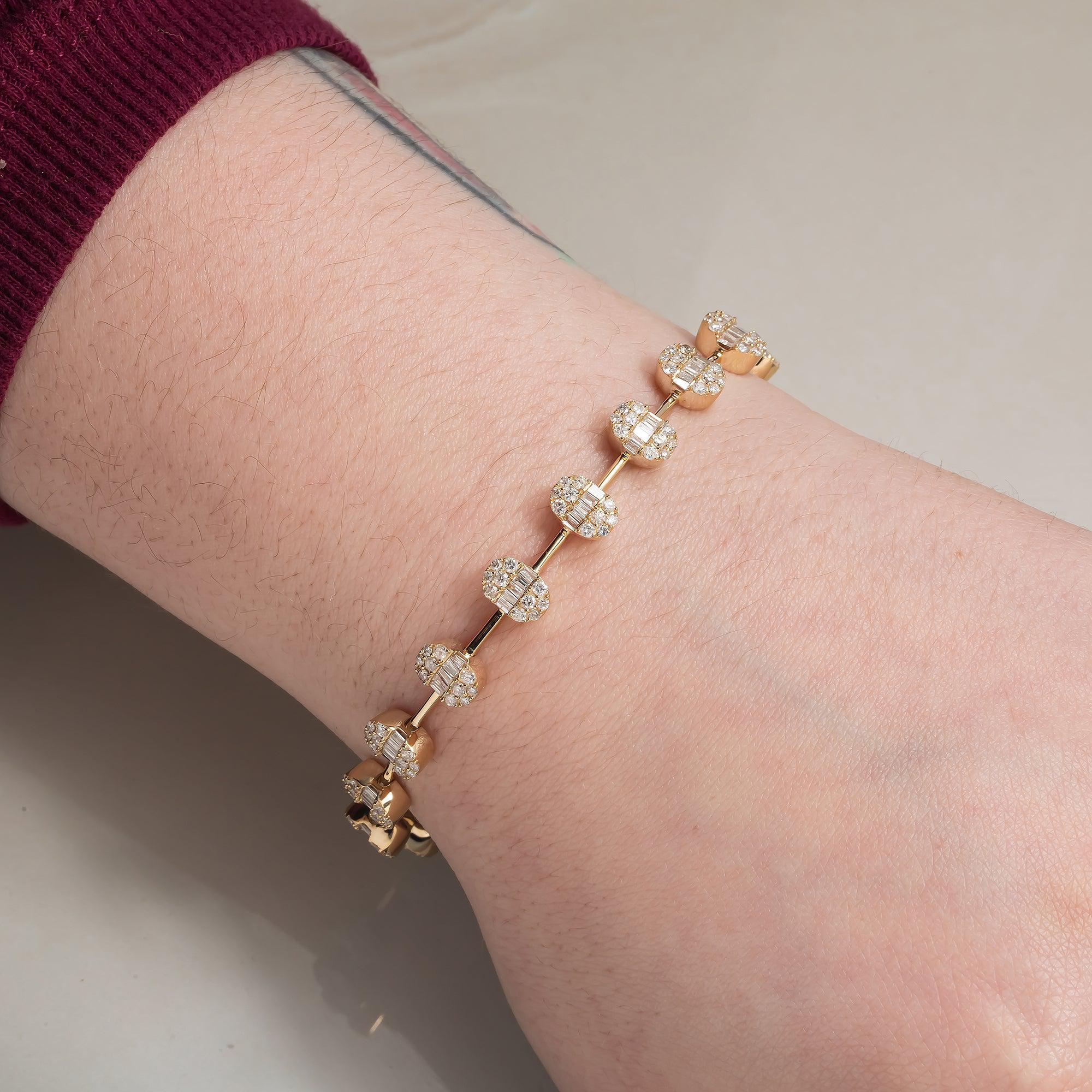 14K GOLD LADIES BRACELET 3.16 CT DIAMONDS