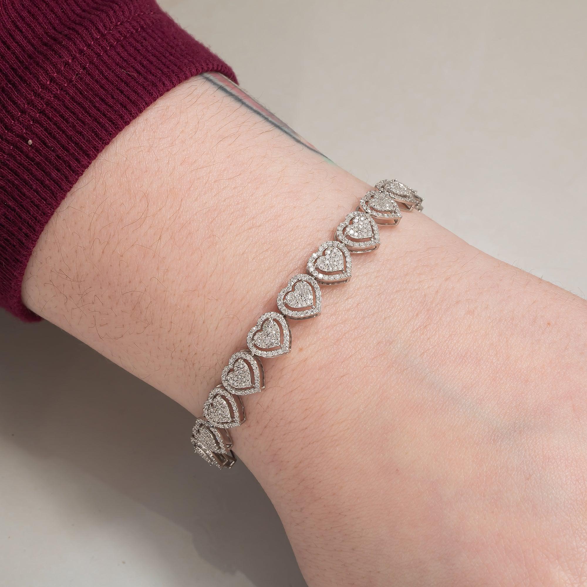 14K GOLD HEART SHAPE BRACELET 3.91 CT DIAMONDS