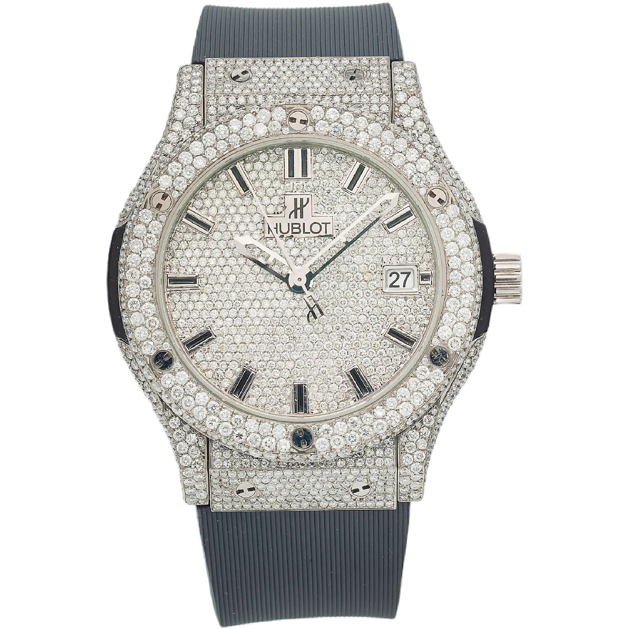 Hublot Classic Fusion Titanium Opalin 581.NX.2611.RX 33MM Diamond Dial With 11.25 CT Diamonds