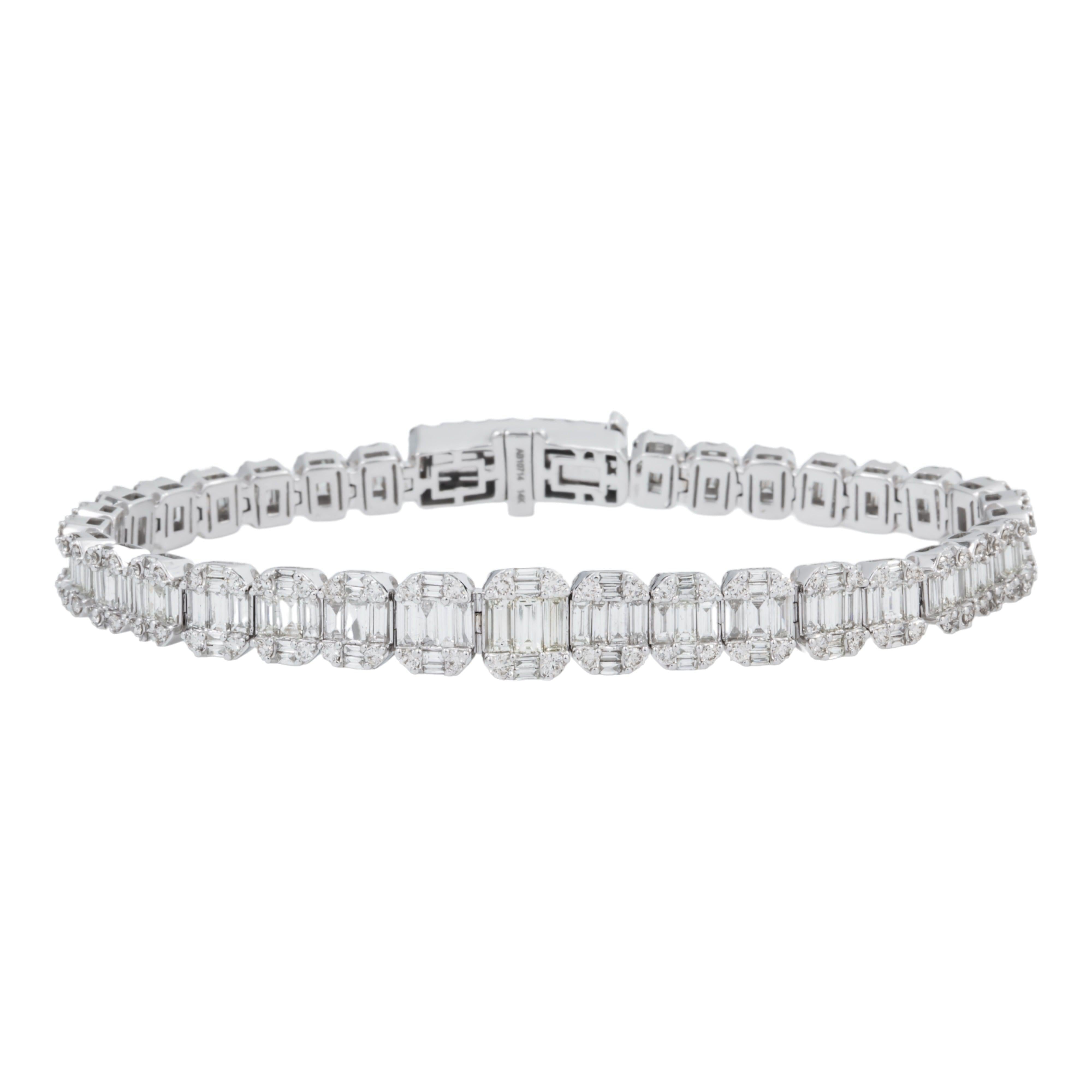 14K GOLD BAGUETTE DIAMONDS BRACELET 8.00 CT