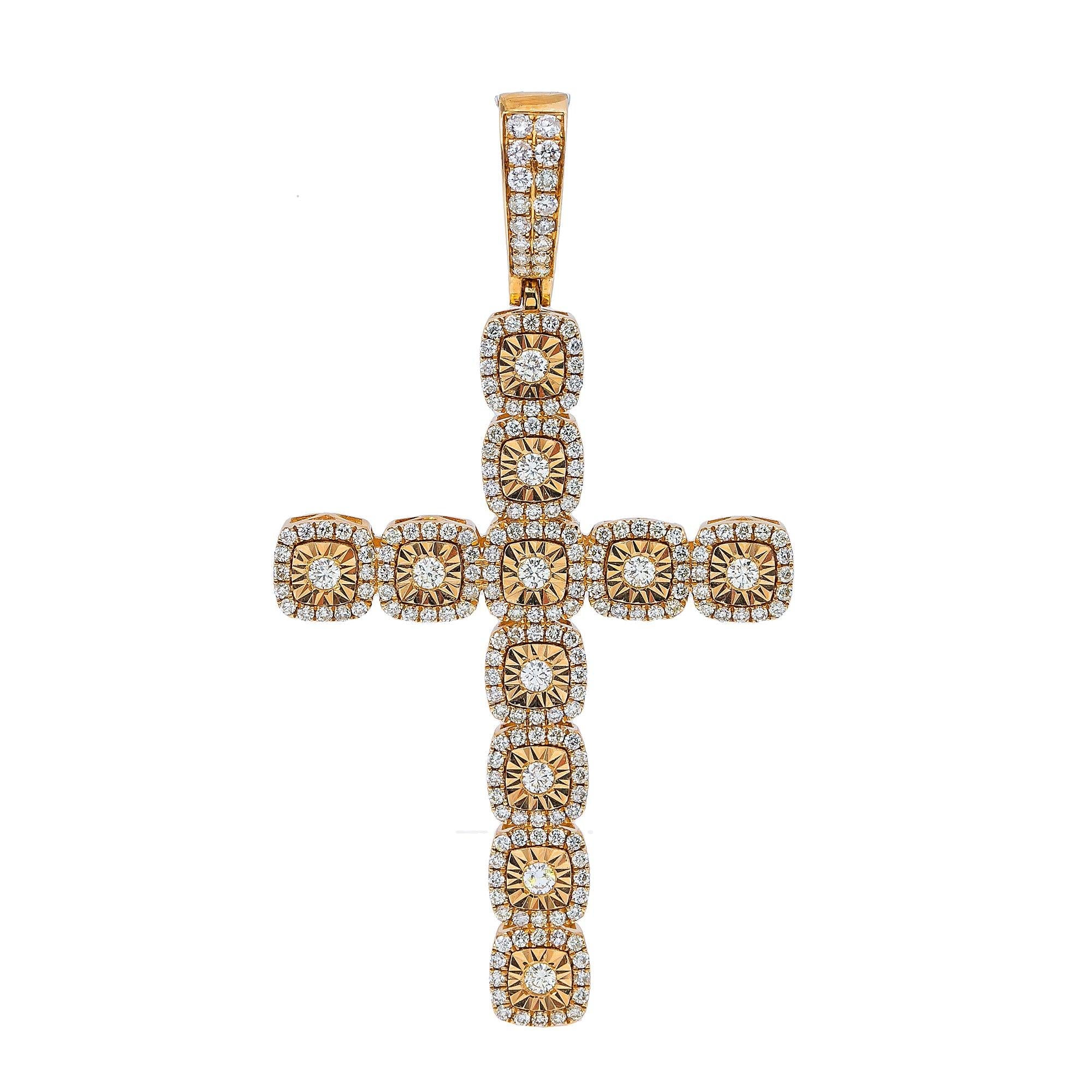 14K Yellow Gold Diamond Cross Pendant