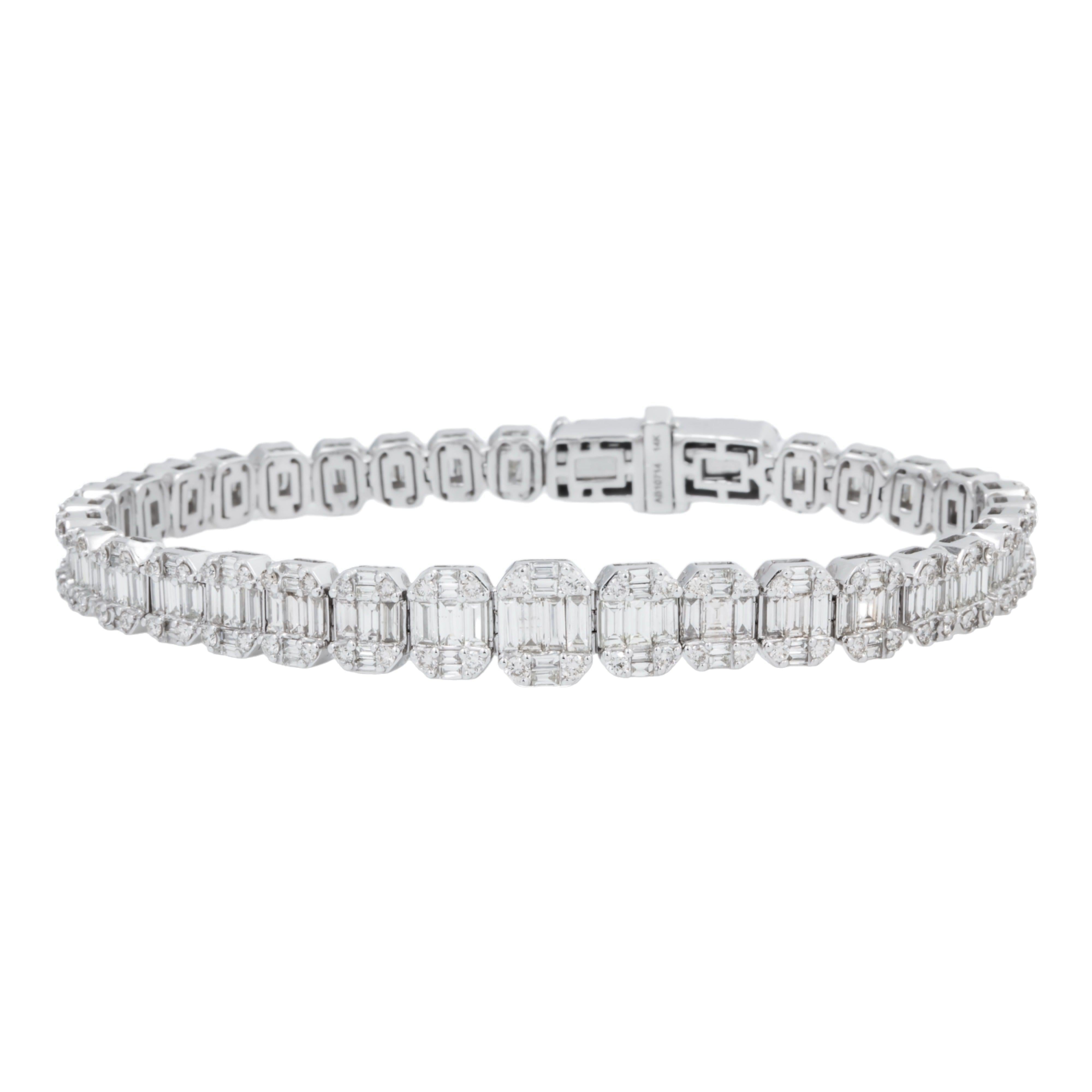 14K GOLD BAGUETTE DIAMONDS BRACELET 9.75 CT