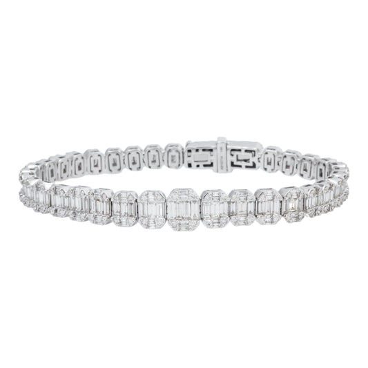14K GOLD BAGUETTE DIAMONDS BRACELET 9.75 CT