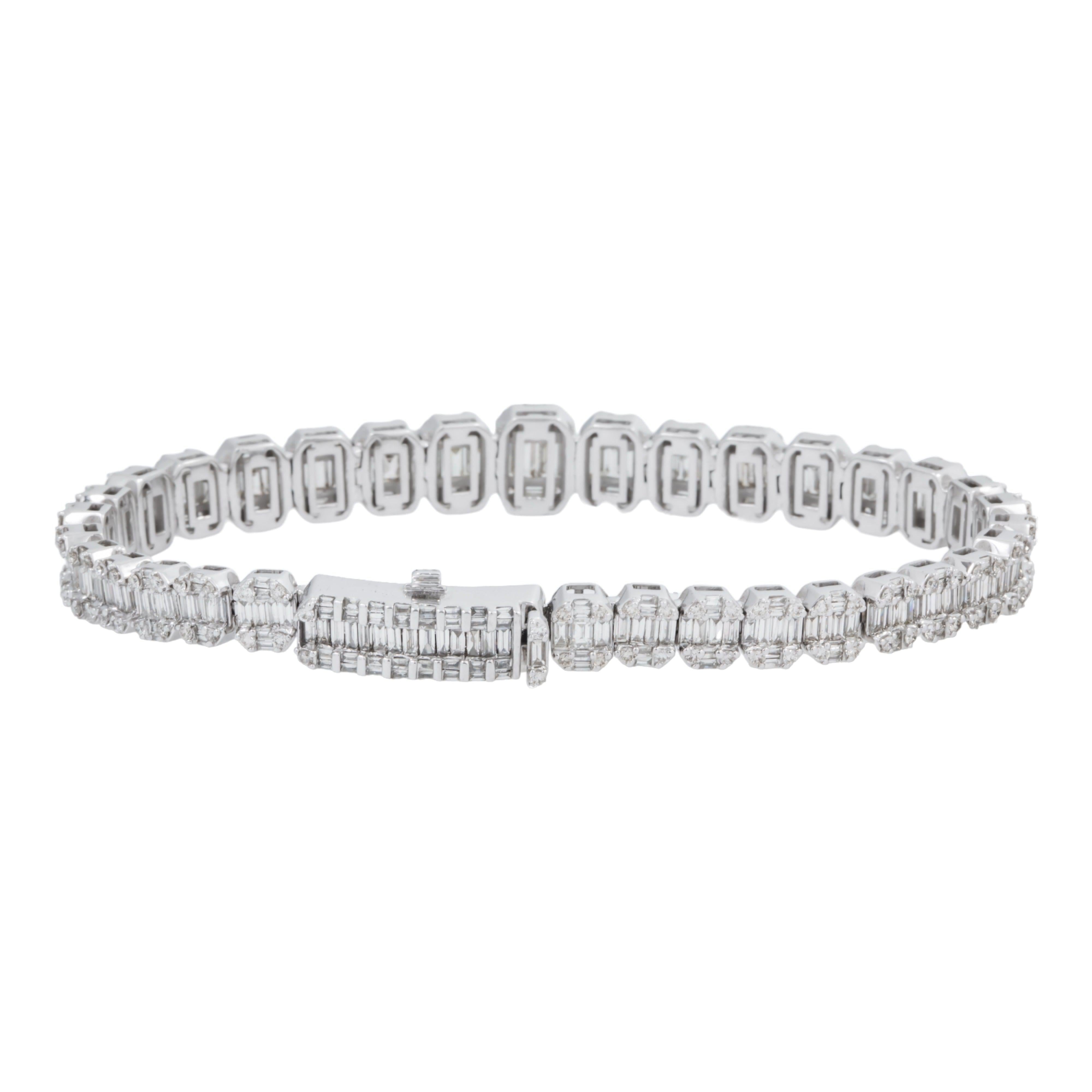 14K GOLD BAGUETTE DIAMONDS BRACELET 9.75 CT