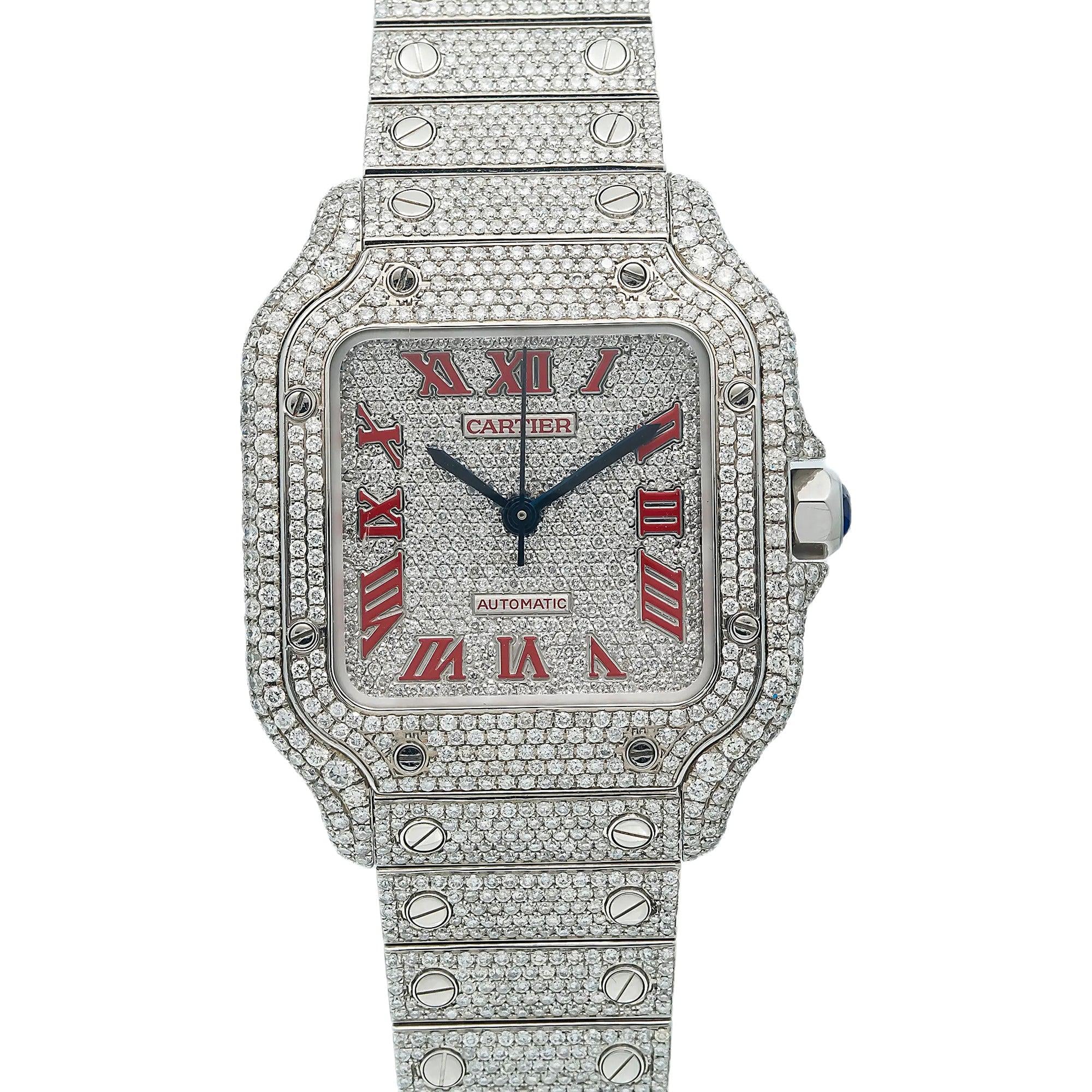 Cartier Santos WSSA0029 35MM Diamond Dial With 11.65 CT Diamonds