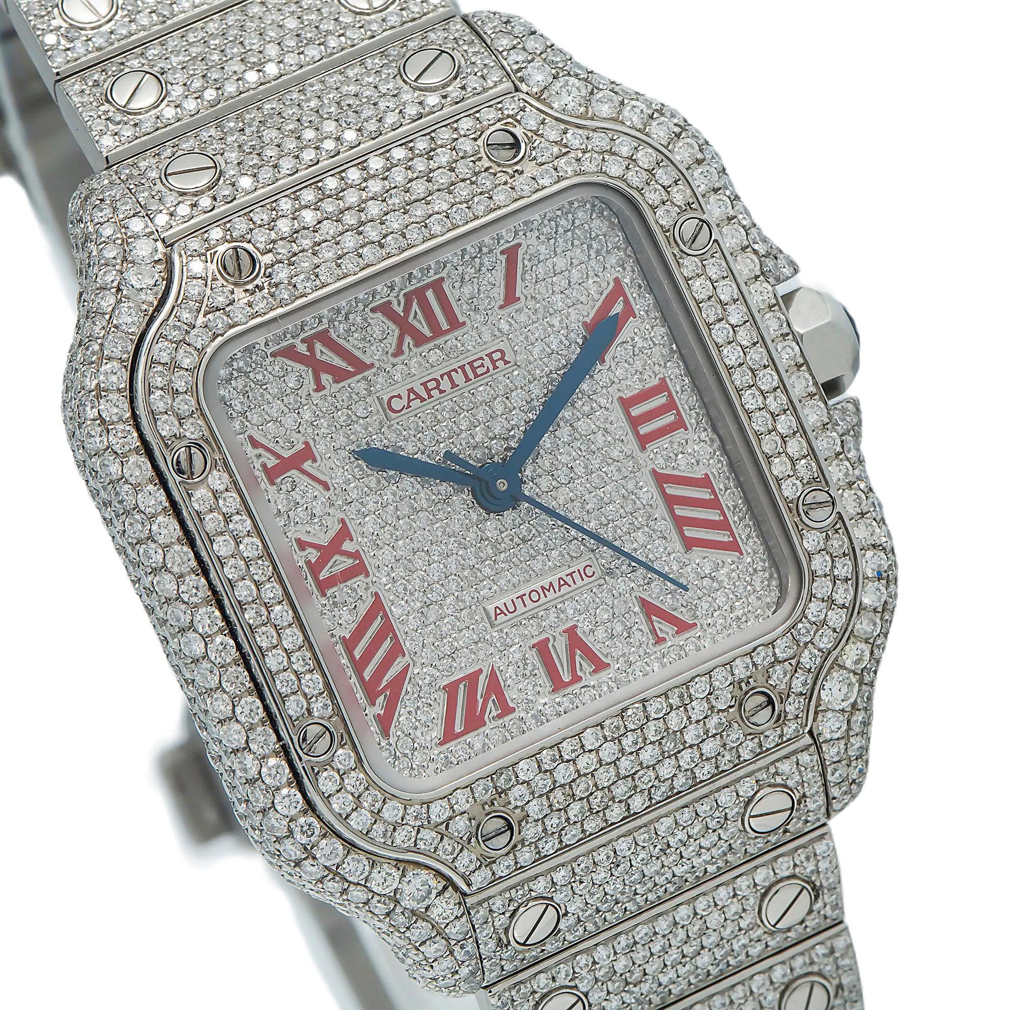 Cartier Santos WSSA0029 35MM Diamond Dial With 11.65 CT Diamonds