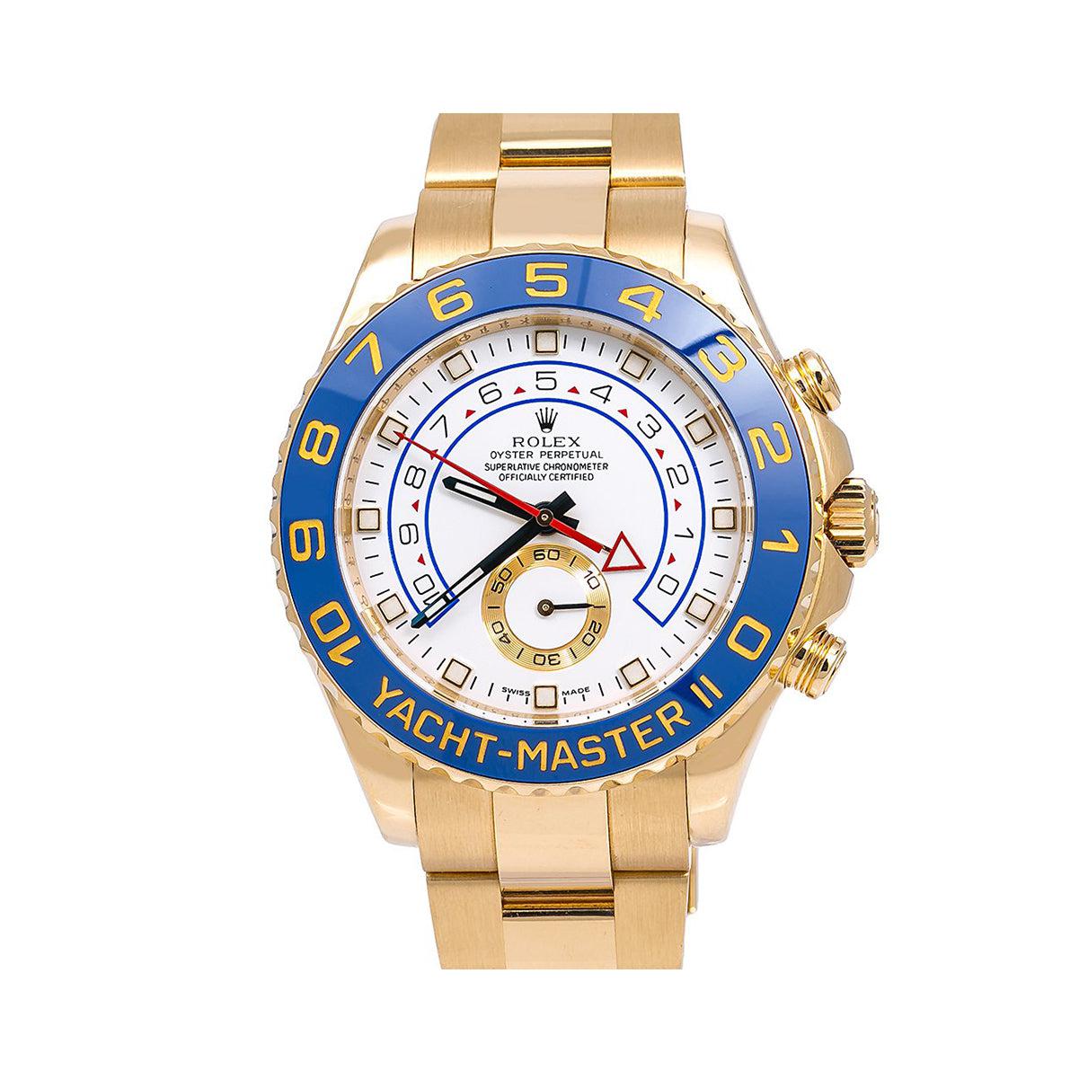 Rolex Yacht-Master II 116688 44MM White Dial With Blue Hands And Yellow Gold Oyster Bracelet