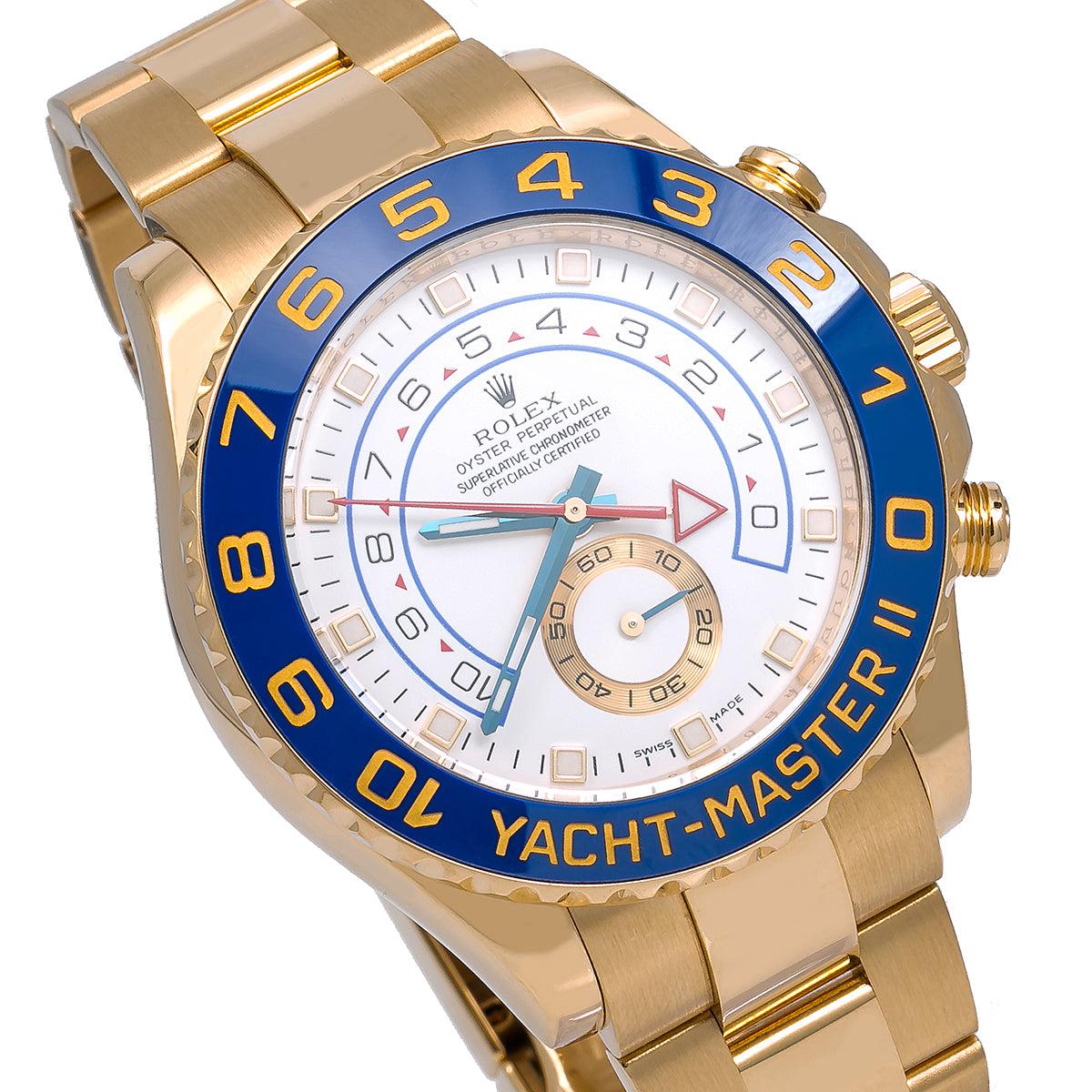 Rolex Yacht-Master II 116688 44MM White Dial With Blue Hands And Yellow Gold Oyster Bracelet